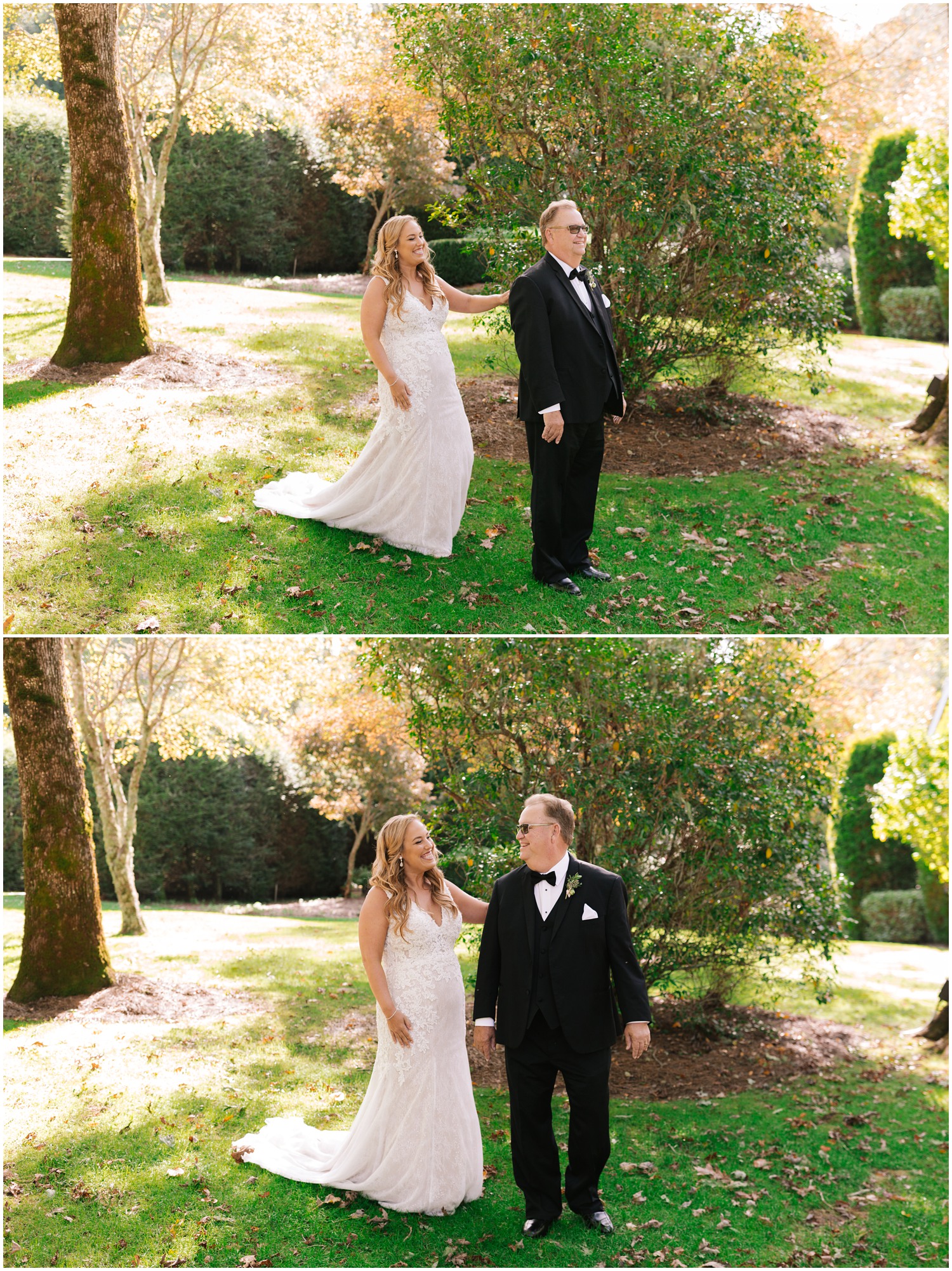 bride has first look with dad photographed by Chelsea Renay