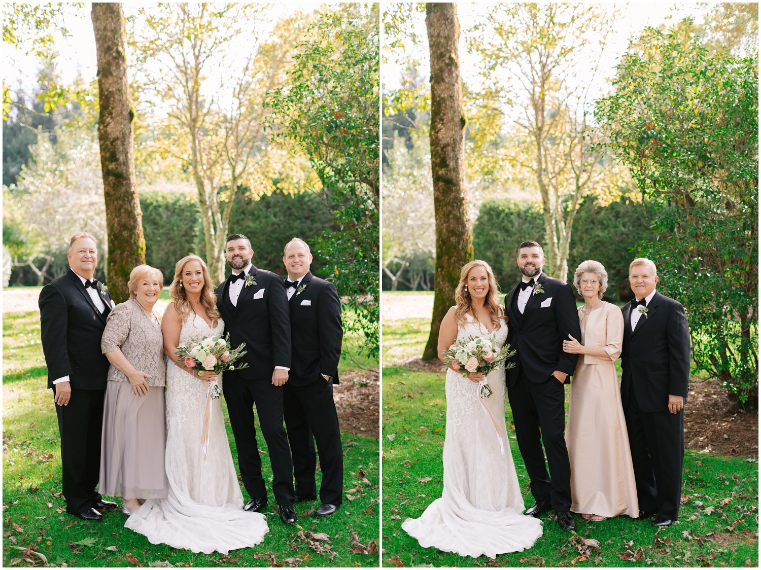 family portraits with bride's family