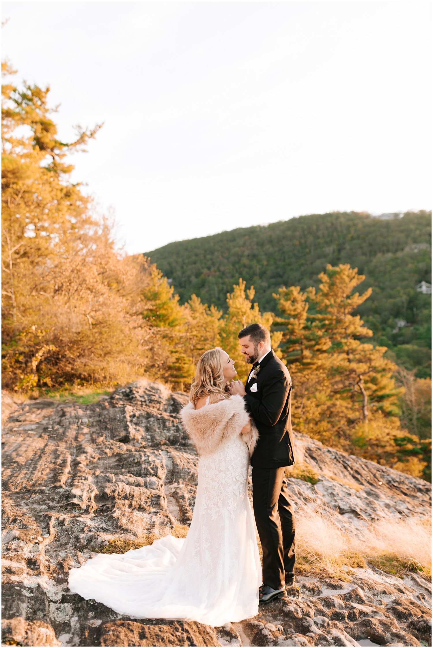 romantic fall wedding portraits in North Carolina on mountaintop by Chelsea Renay