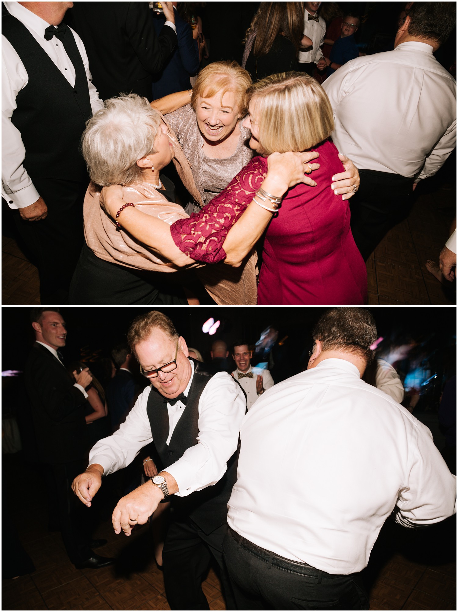 family members dance during wedding reception at Old Edwards Inn