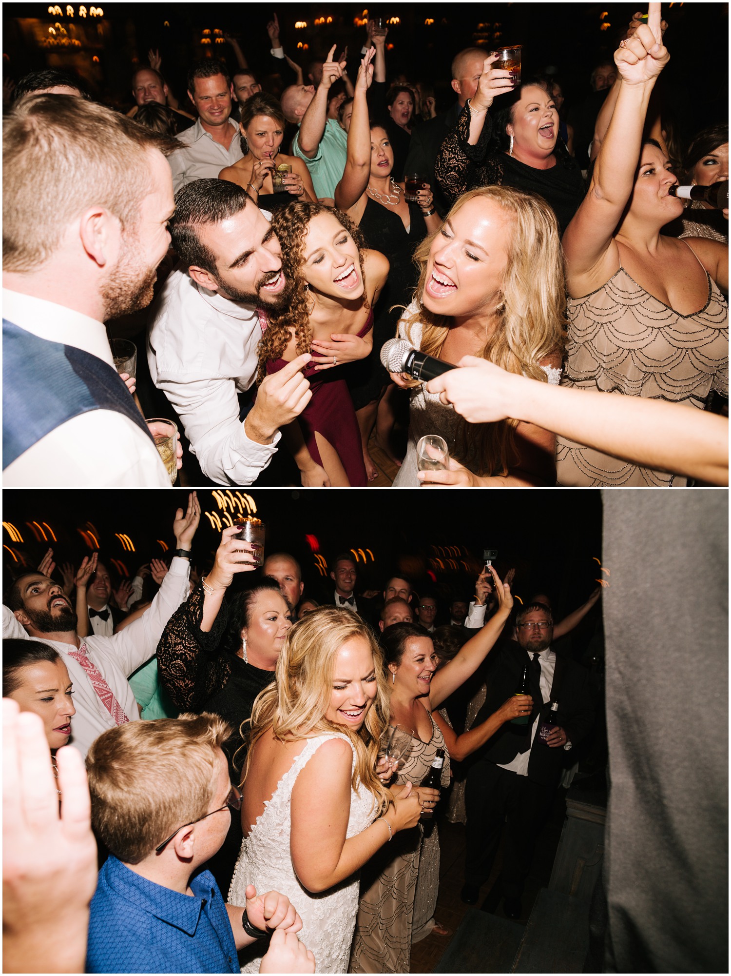 guests dance during wedding reception at Old Edwards Inn