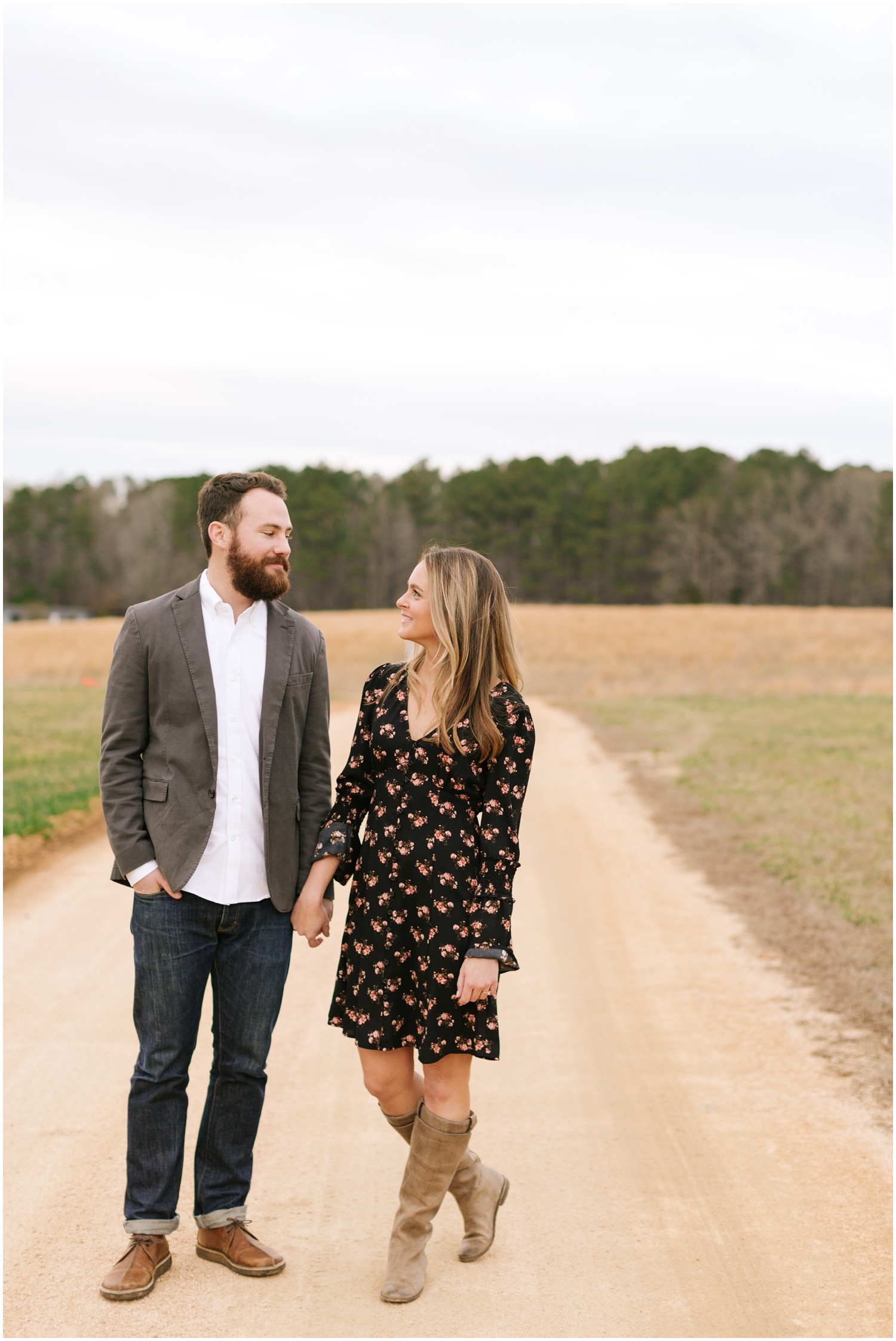 chic The Meadows Raleigh engagement portraits by Chelsea Renay