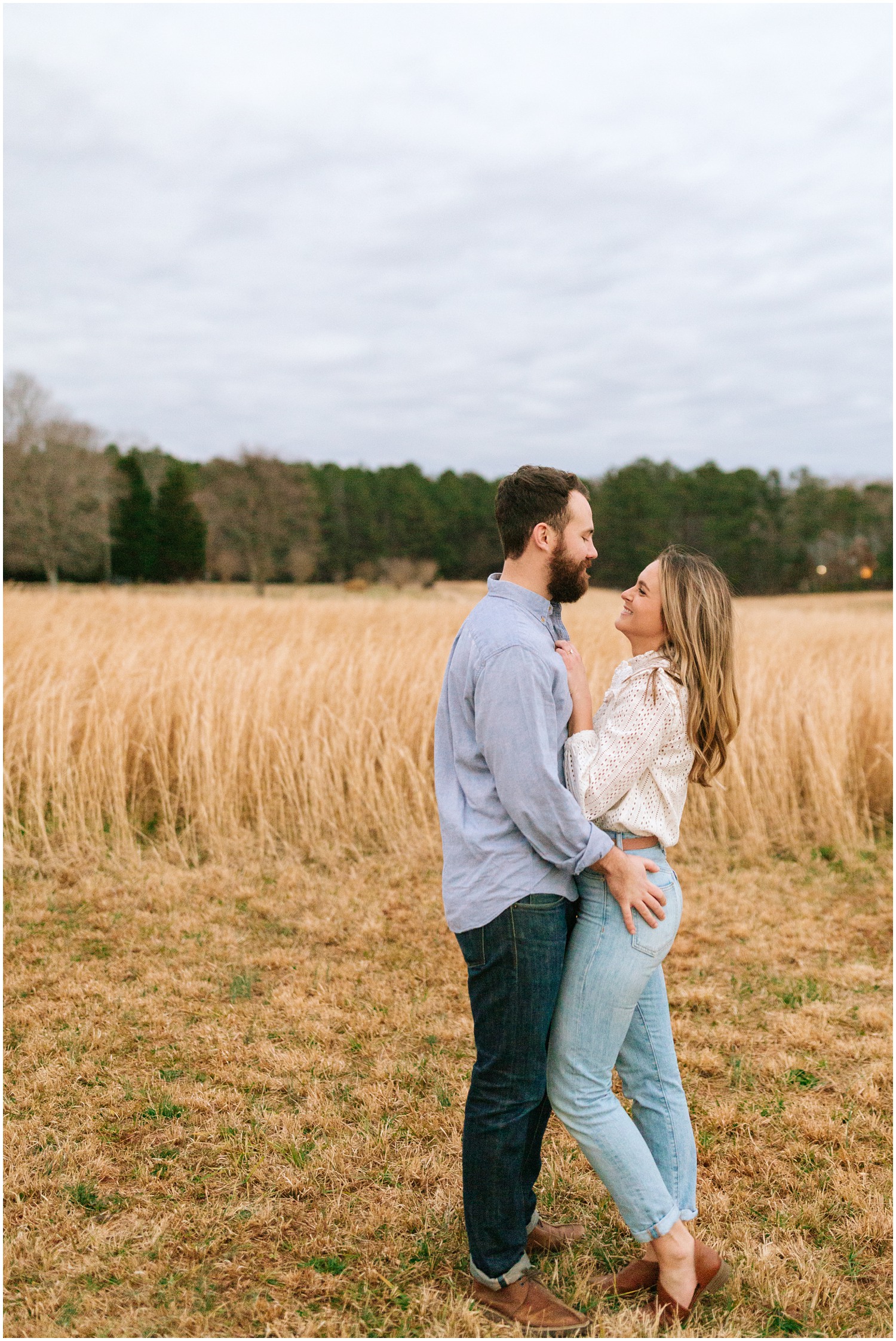 chic fall engagement portraits at The Meadows Raleigh