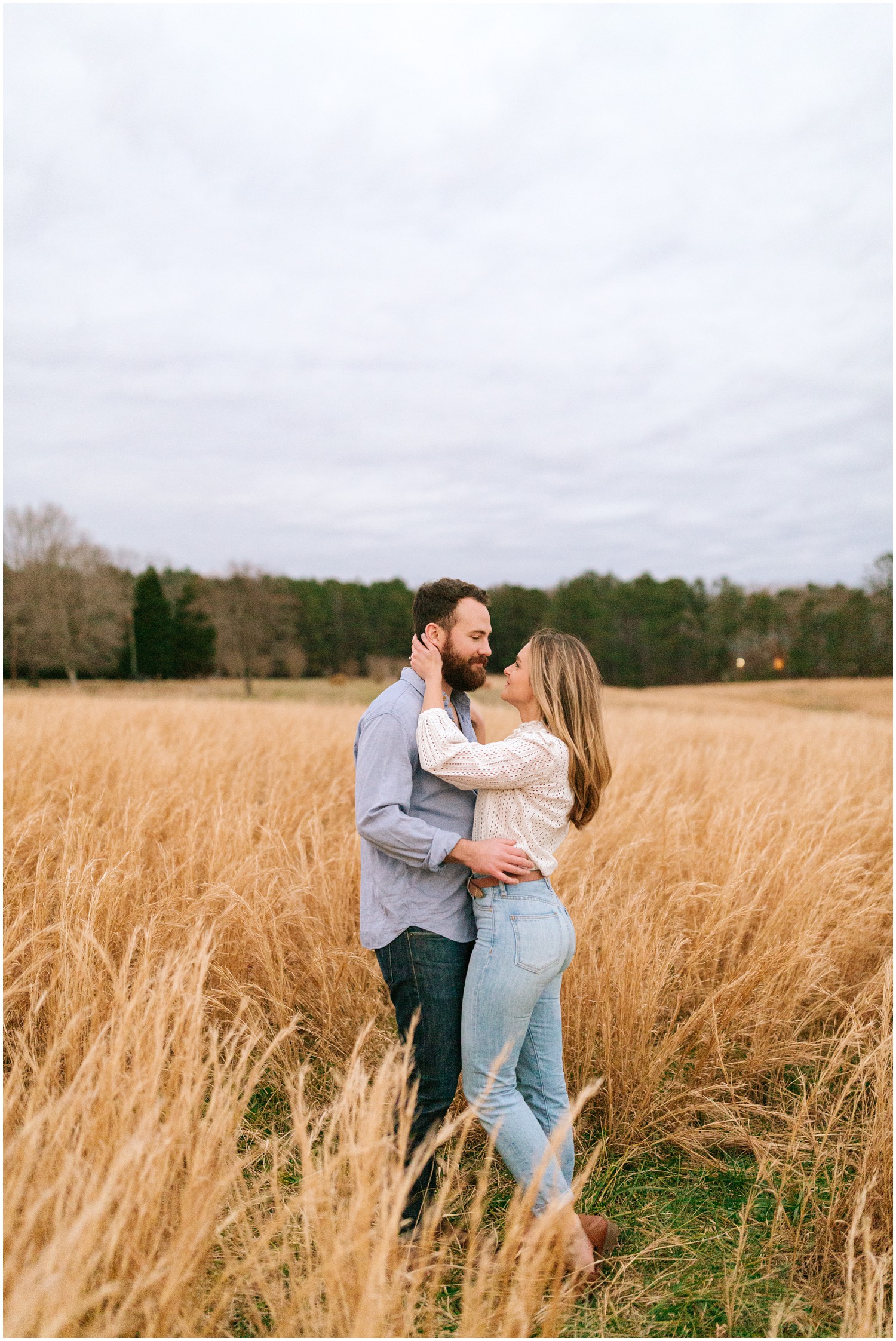 Fall engagement portraits at The Meadows Raleigh