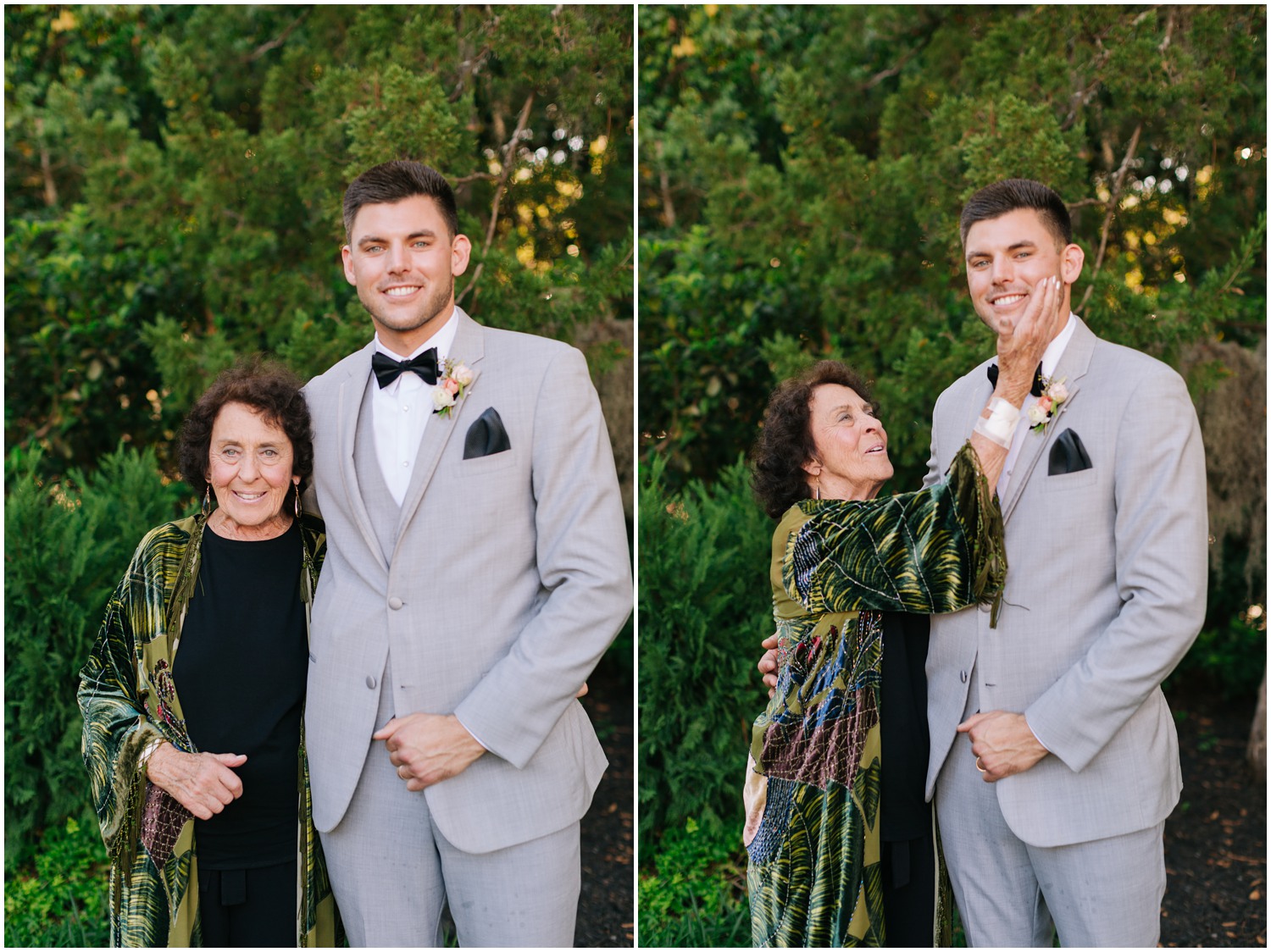 groom poses with grandmother at Wrightsville Manor