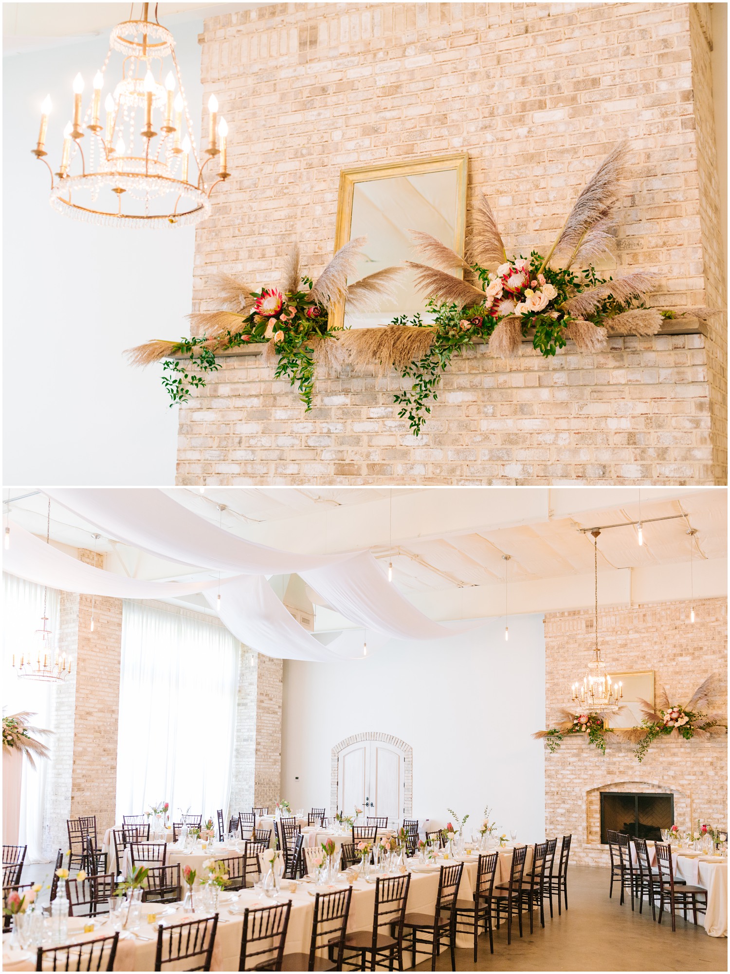 elegant Wrightsville Manor wedding reception decor with ivory and pastel colors