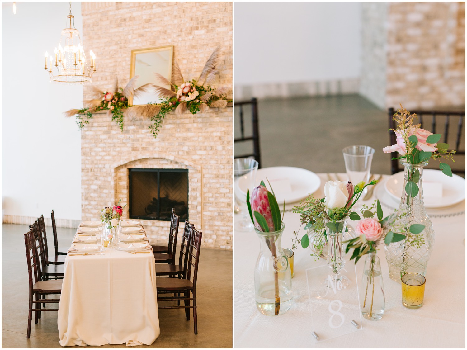 elegant modern centerpieces for Wilmington NC wedding 