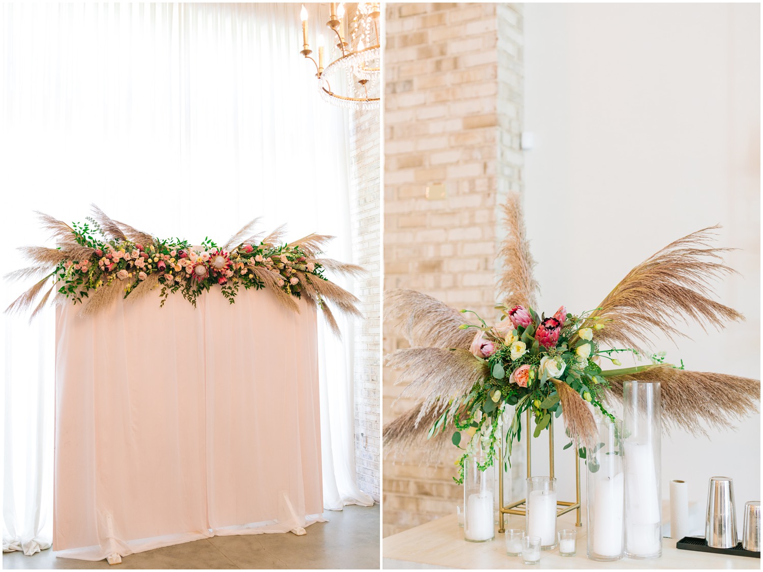 modern floral backdrop for Wrightsville Manor wedding