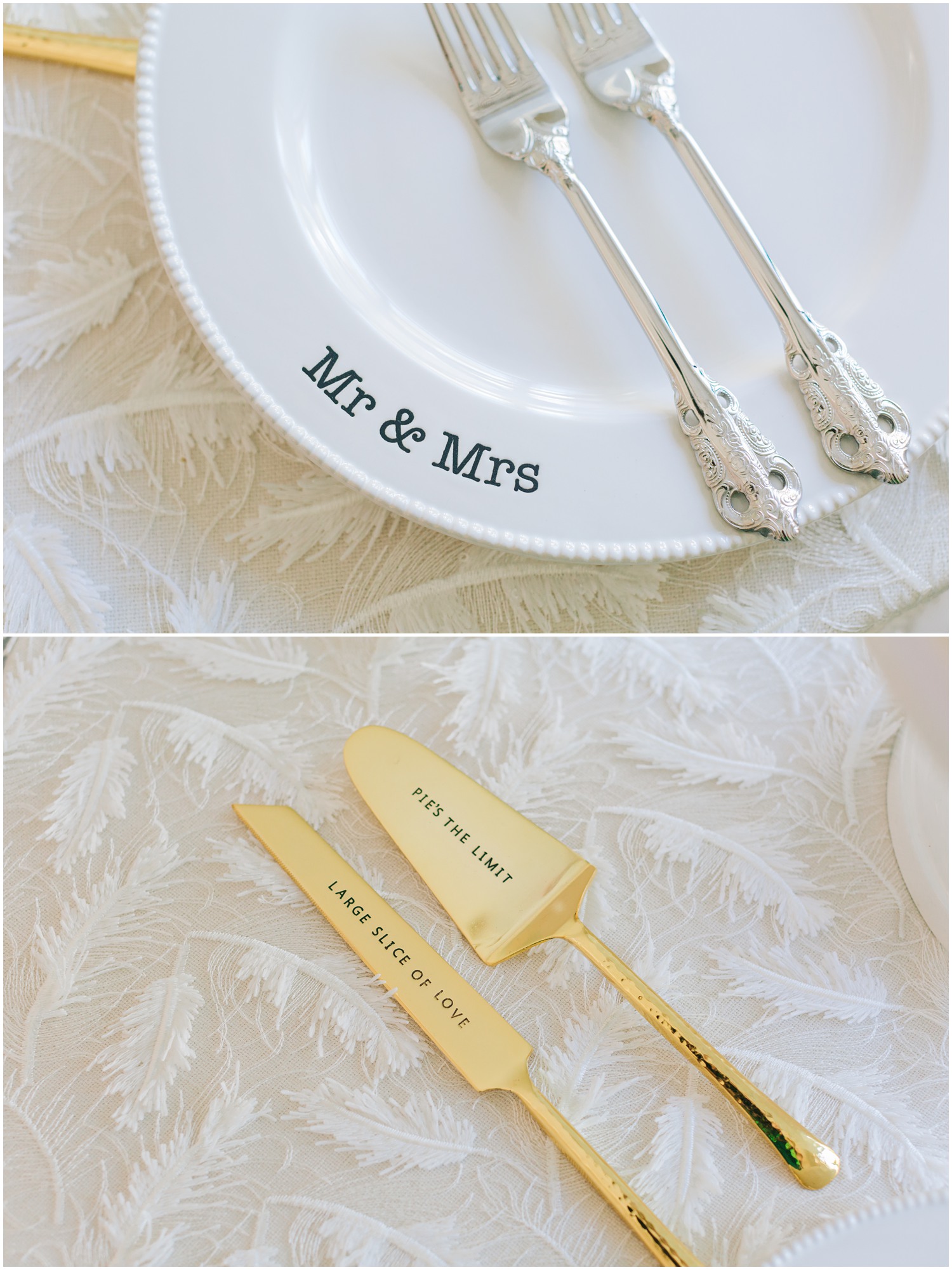 punny wedding cake serving utensils for Wrightsville Manor wedding