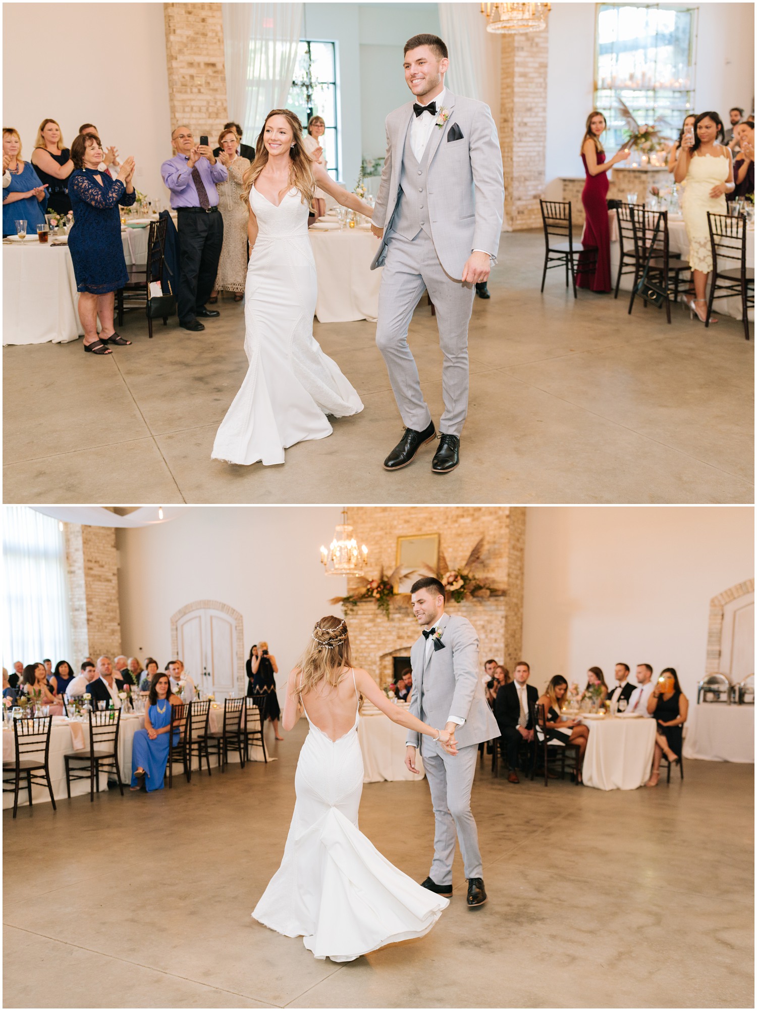 newlyweds enter Wrightsville Manor wedding reception