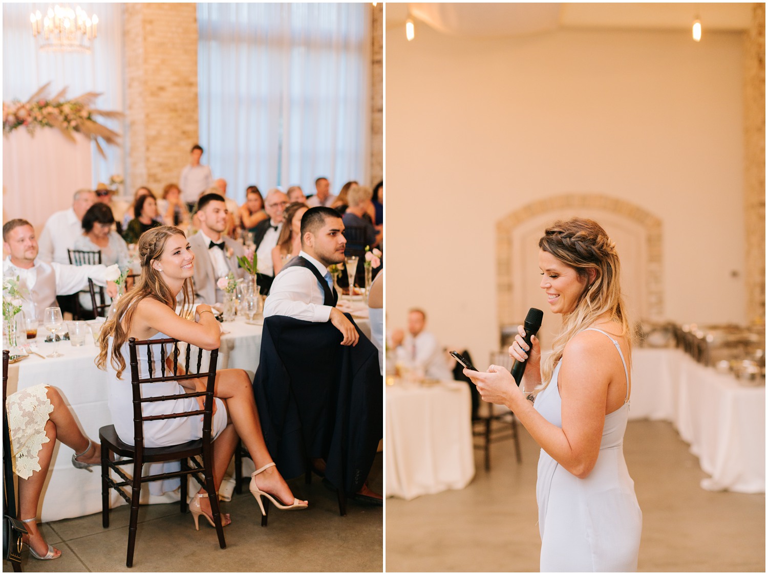 maid of honor gives toast during Wrightsville Manor wedding reception 