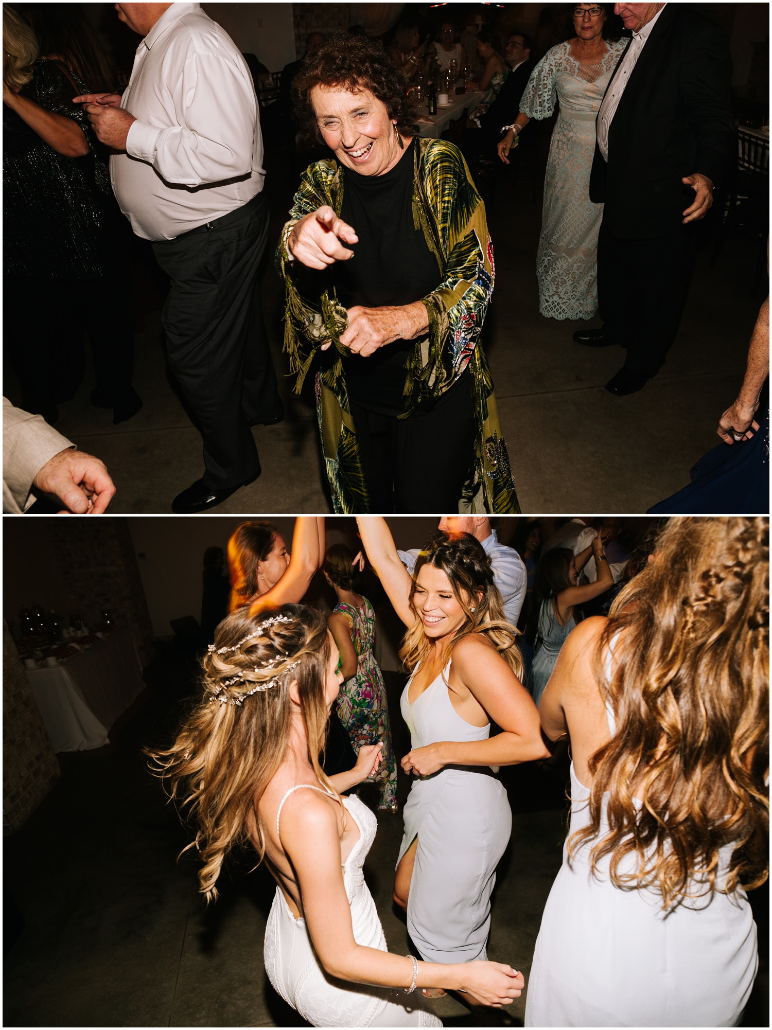 family and friends dance during Wilmington NC wedding reception