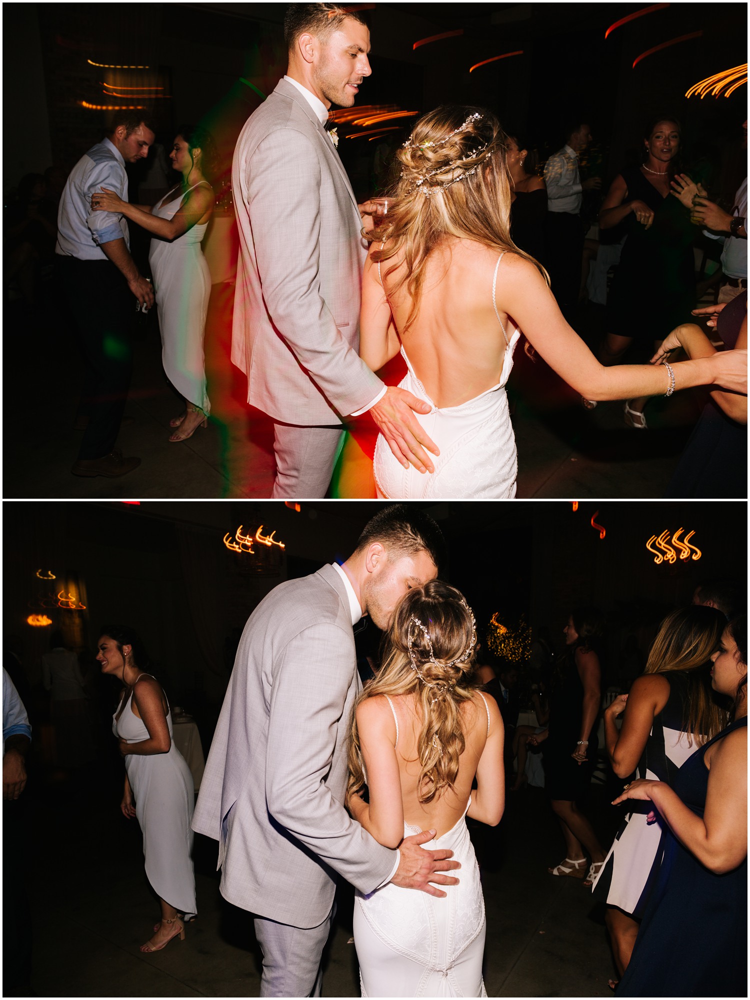 bride and groom dance during Wilmington NC wedding reception