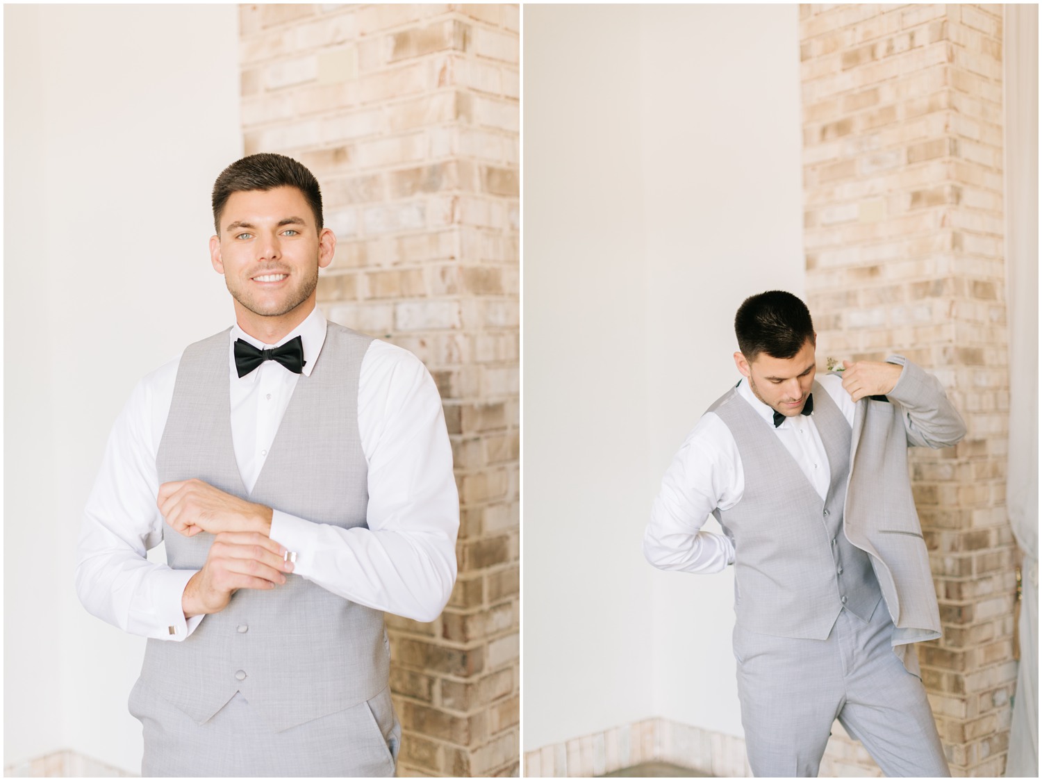 groom prepares for Wrightsville Manor wedding day