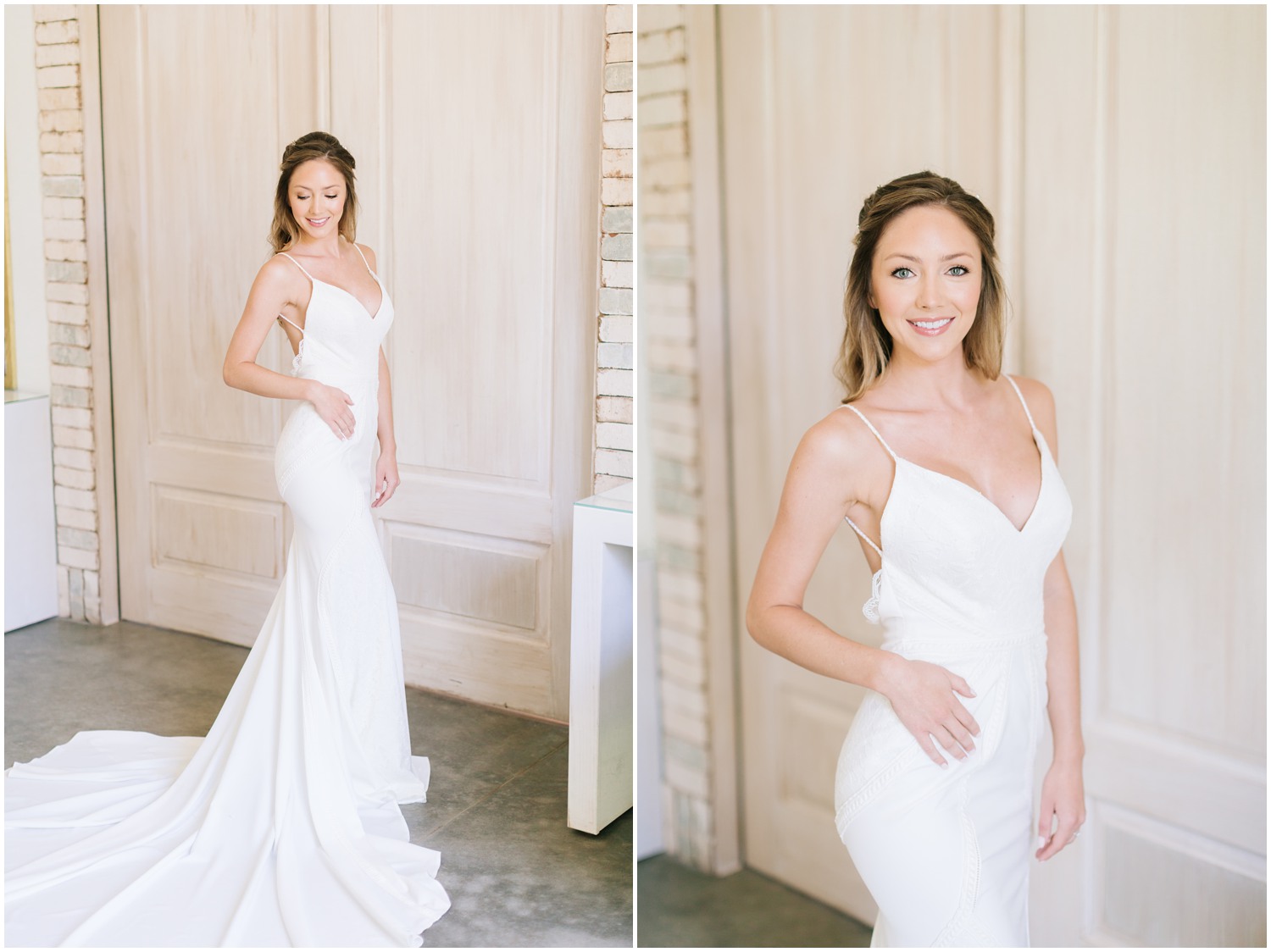 classic North Carolina bridal portraits in bridal suite at Wrightsville Manor