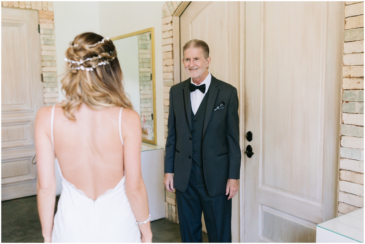 father sees bride for the first time during first look