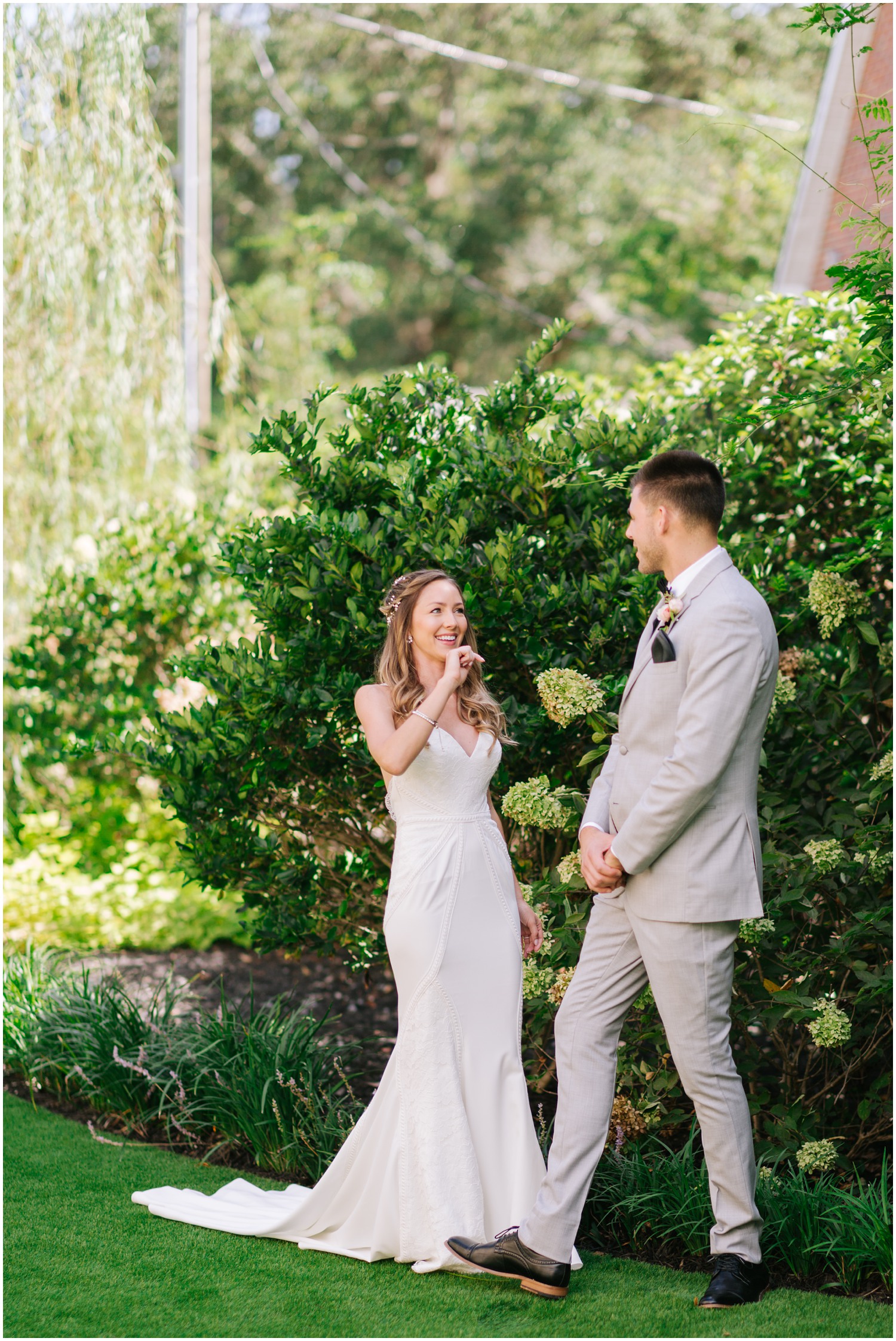 Wrightsville Manor wedding day first look for bride and groom