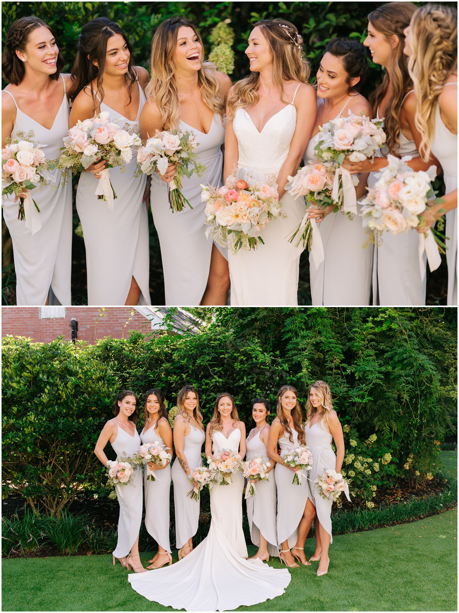 Wrightsville Manor bridesmaids in modern blue gowns