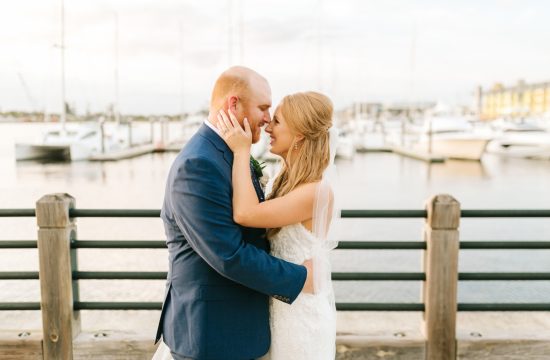 Winston Salem Wedding Photographer captures portraits of a couple on their wedding day at the Riverwalk in Wilmington, North Carolina