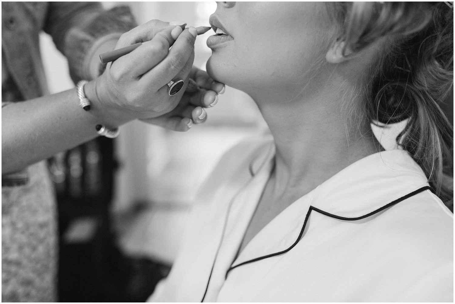 bridal makeup applied before NC wedding 