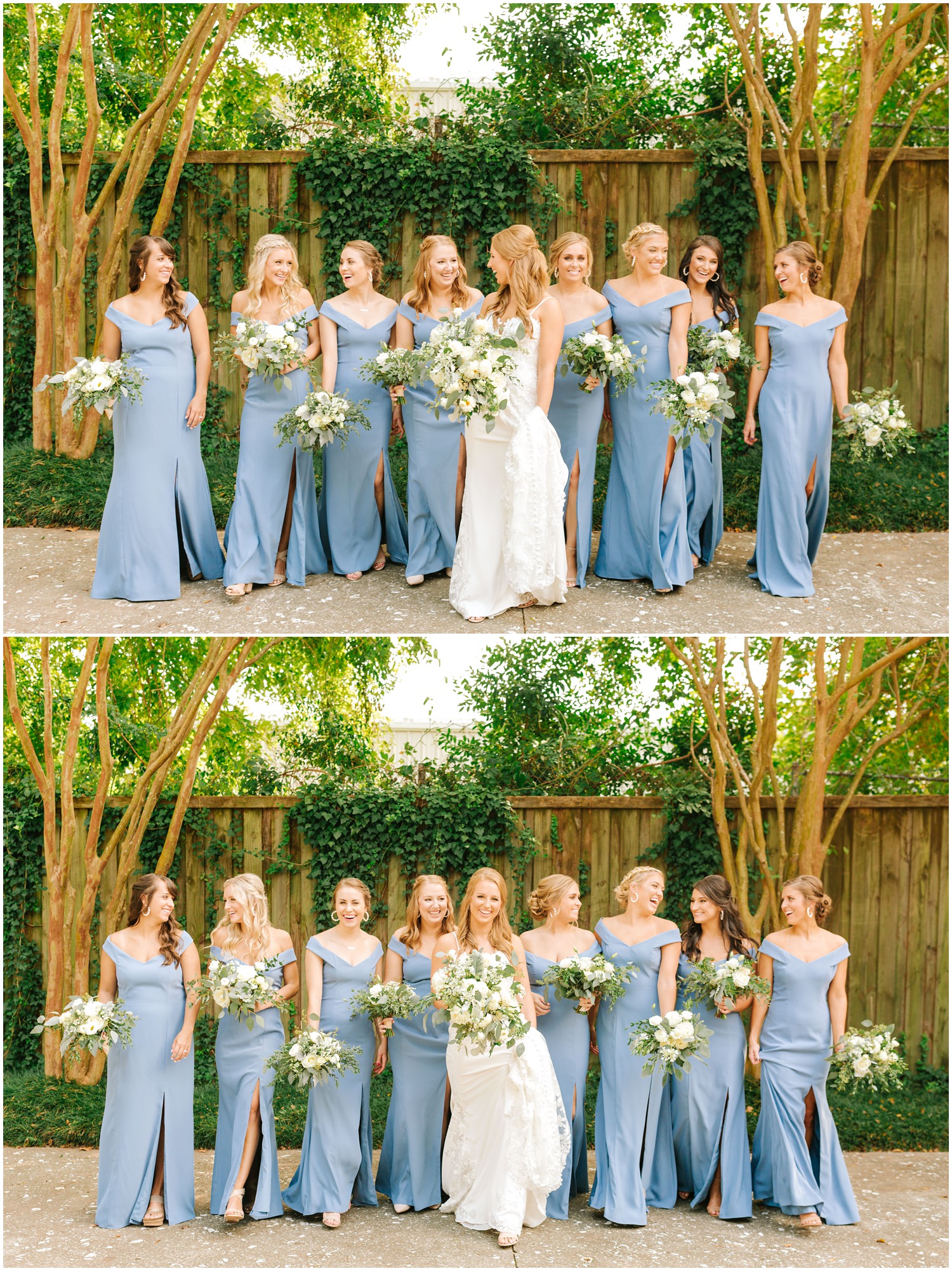 Brooklyn Arts Center wedding with bridesmaids in blue gowns