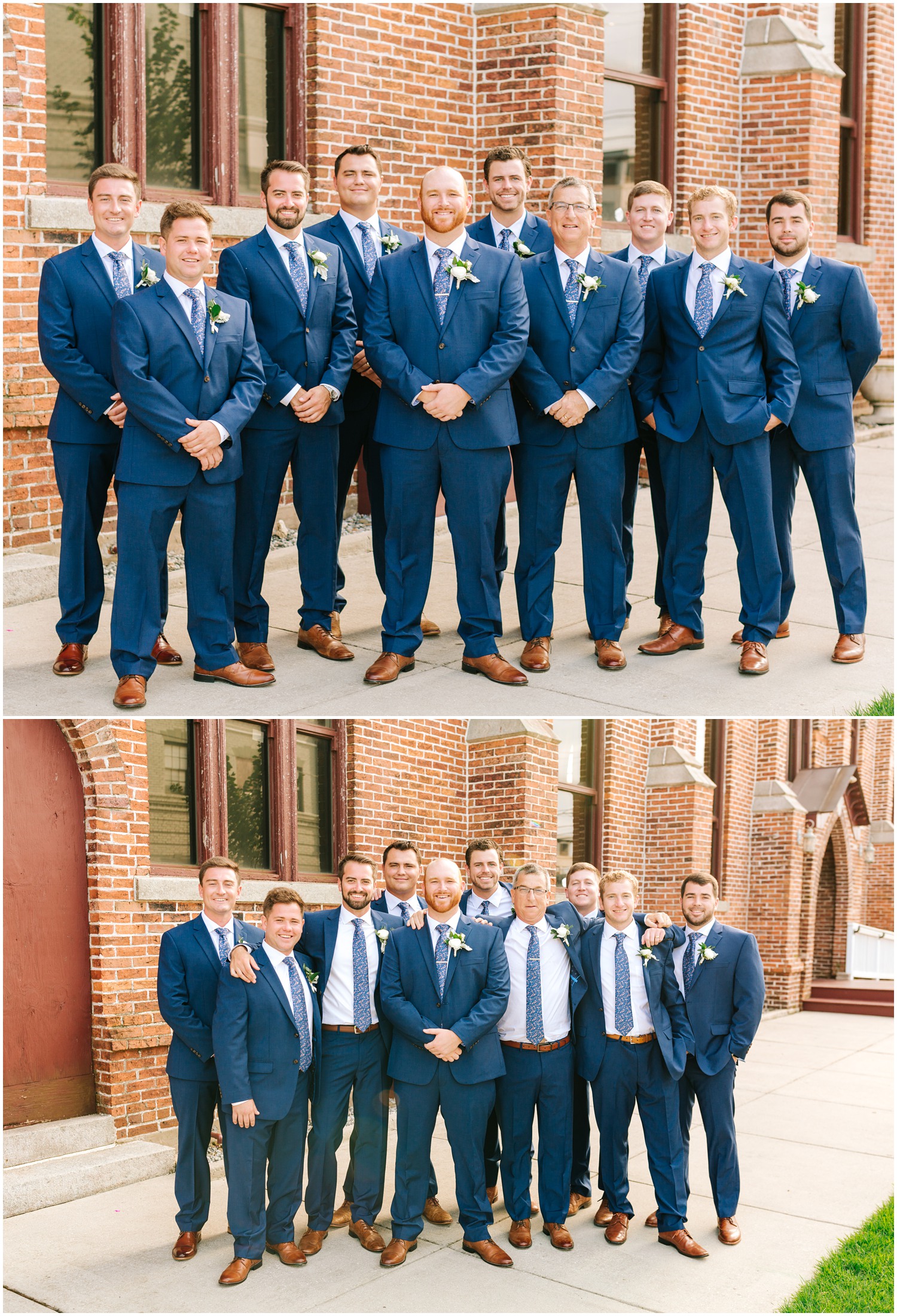 groomsmen pose with groom before Brooklyn Arts Center wedding day