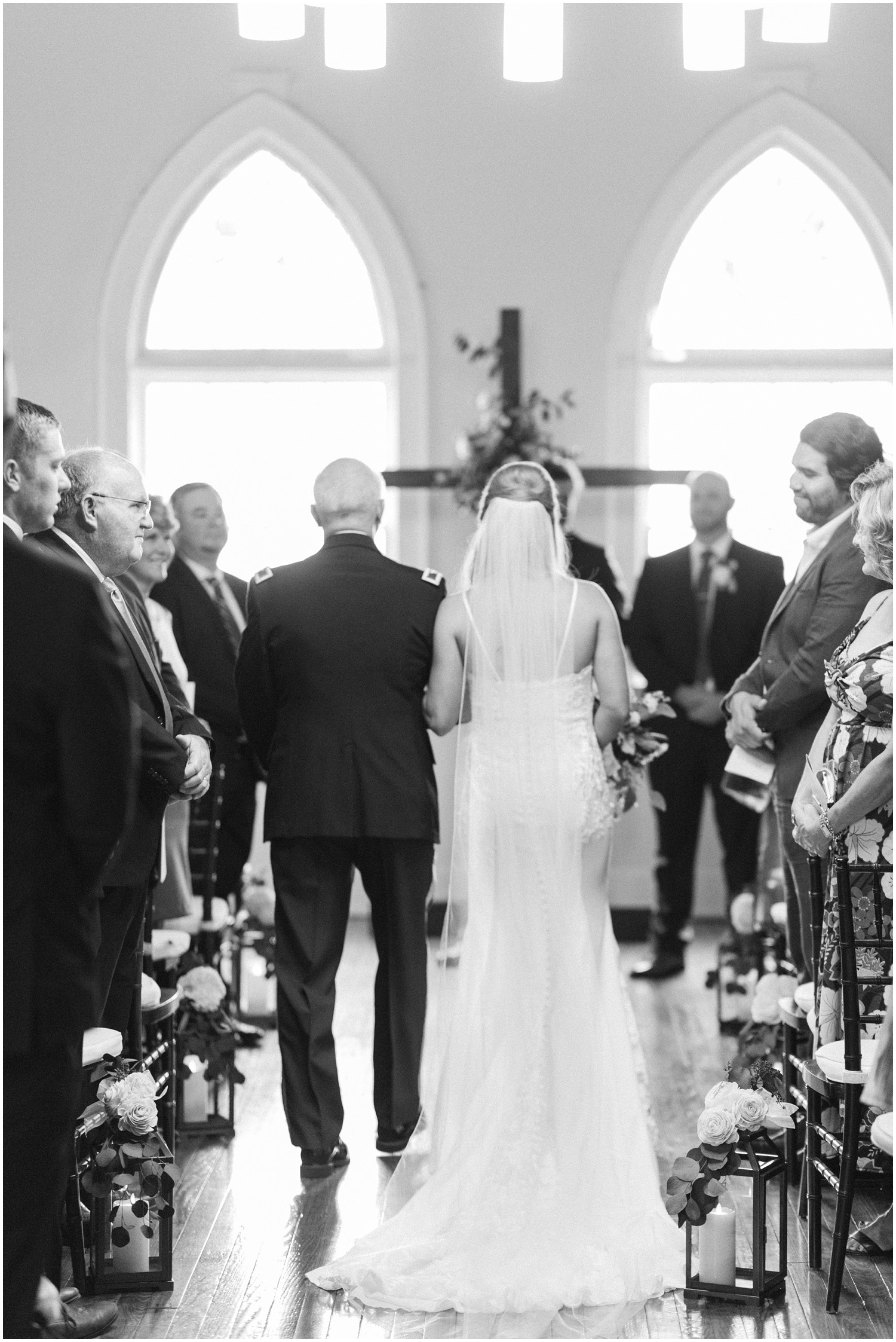 bride walks up aisle at Brooklyn Arts Center wedding