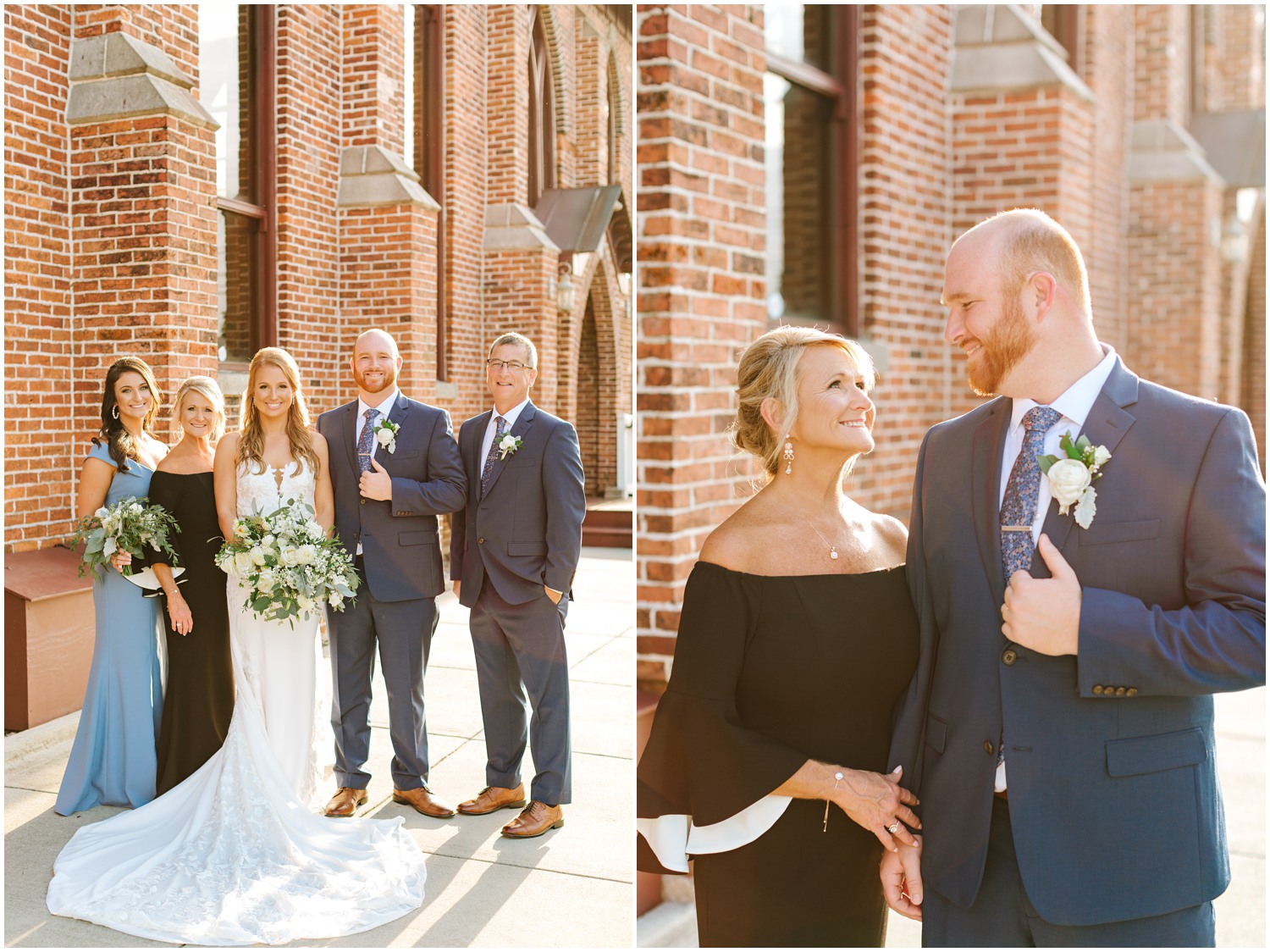 family portraits after NC wedding day at Brooklyn Arts Center