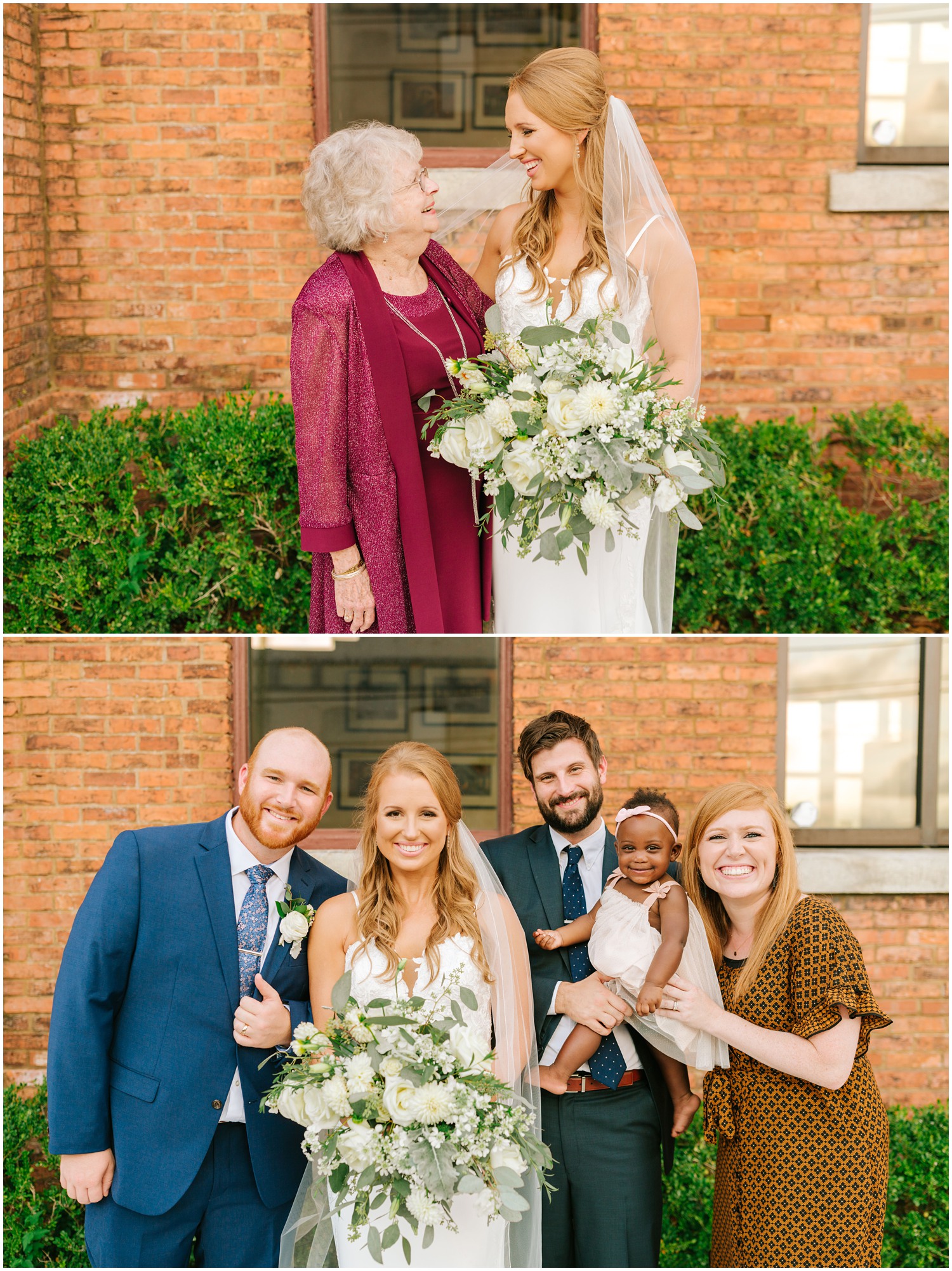 family portraits on wedding day at Brooklyn Arts Center