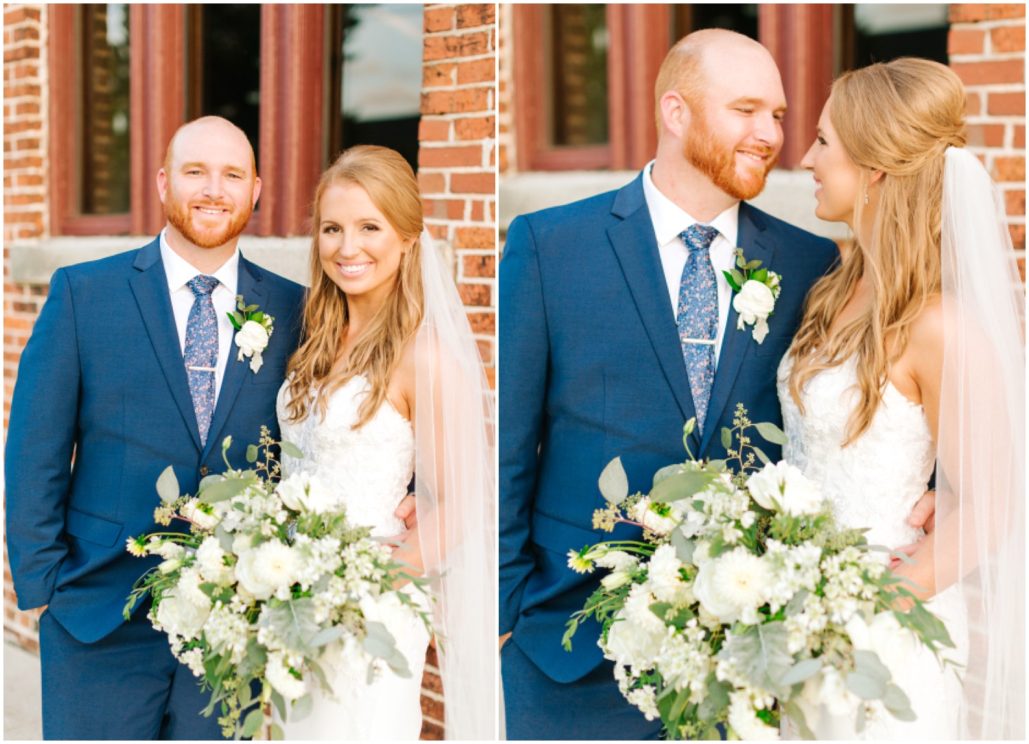 newlyweds pose outside Brooklyn Arts Center in Wilmington NC 