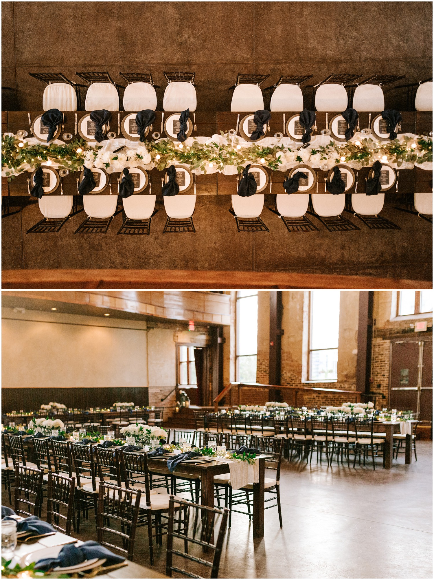 modern Brooklyn Arts Center wedding reception table settings