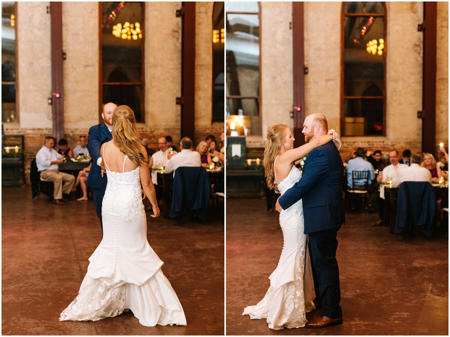 first dance for bride and groom during Wilmington NC wedding reception