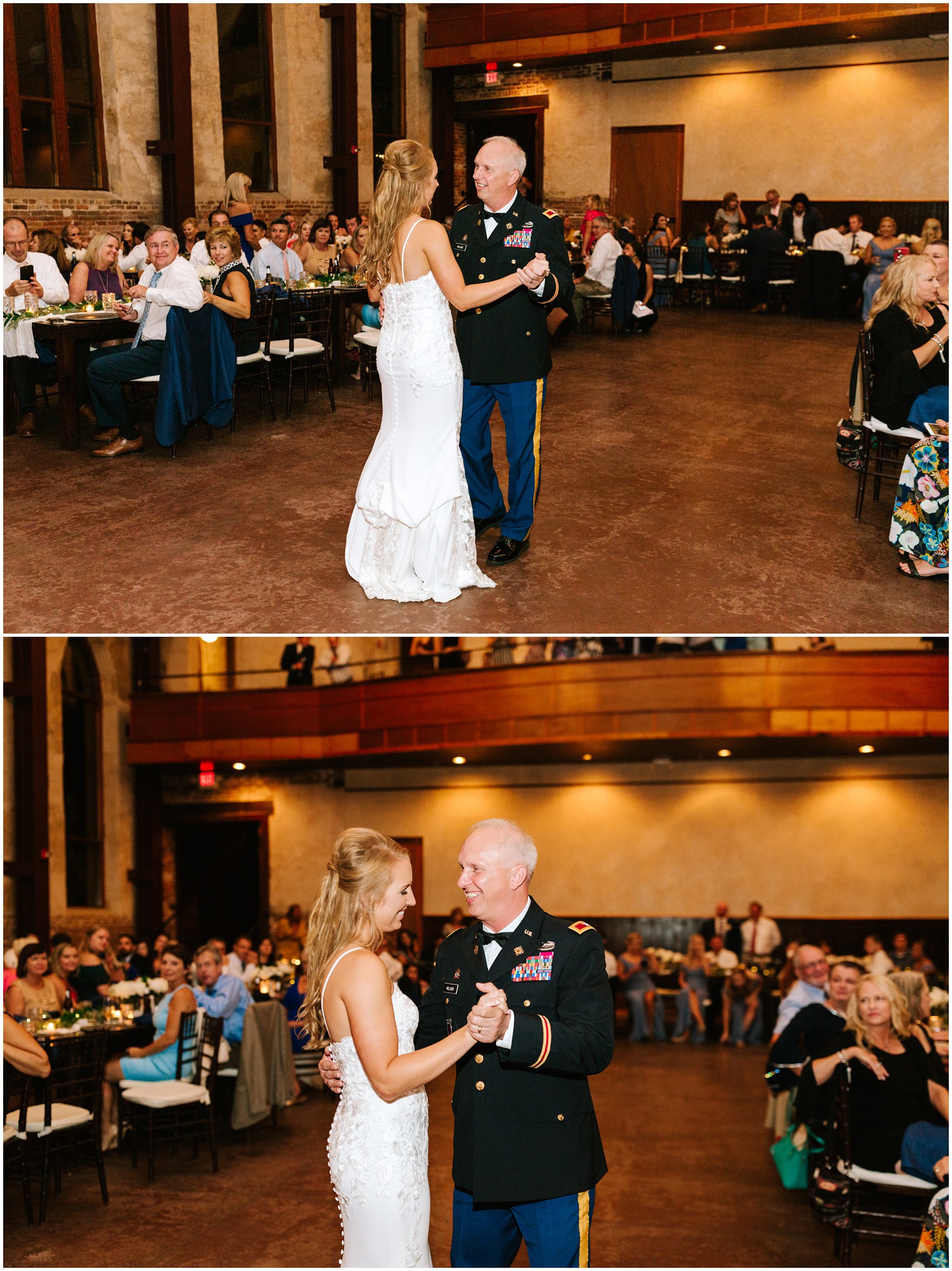 bride and dad dance during Wilmington NC wedding reception