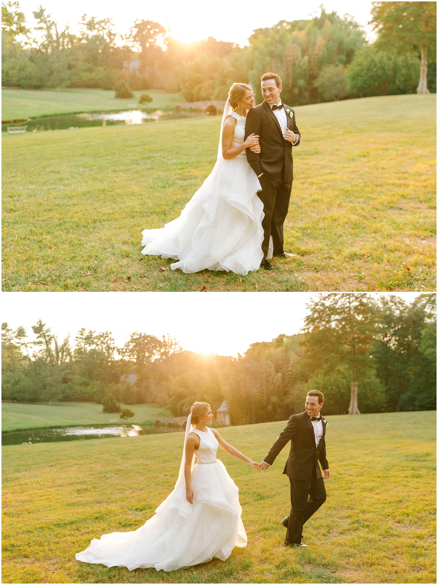 sunset Graylyn Estate wedding portraits of bride and groom by Chelsea Renay Photography