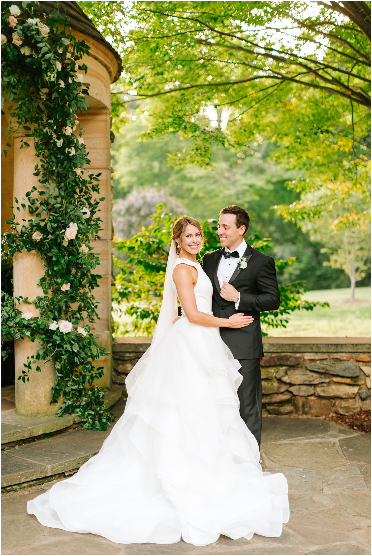 classic Graylyn Estate wedding portraits of bride and groom