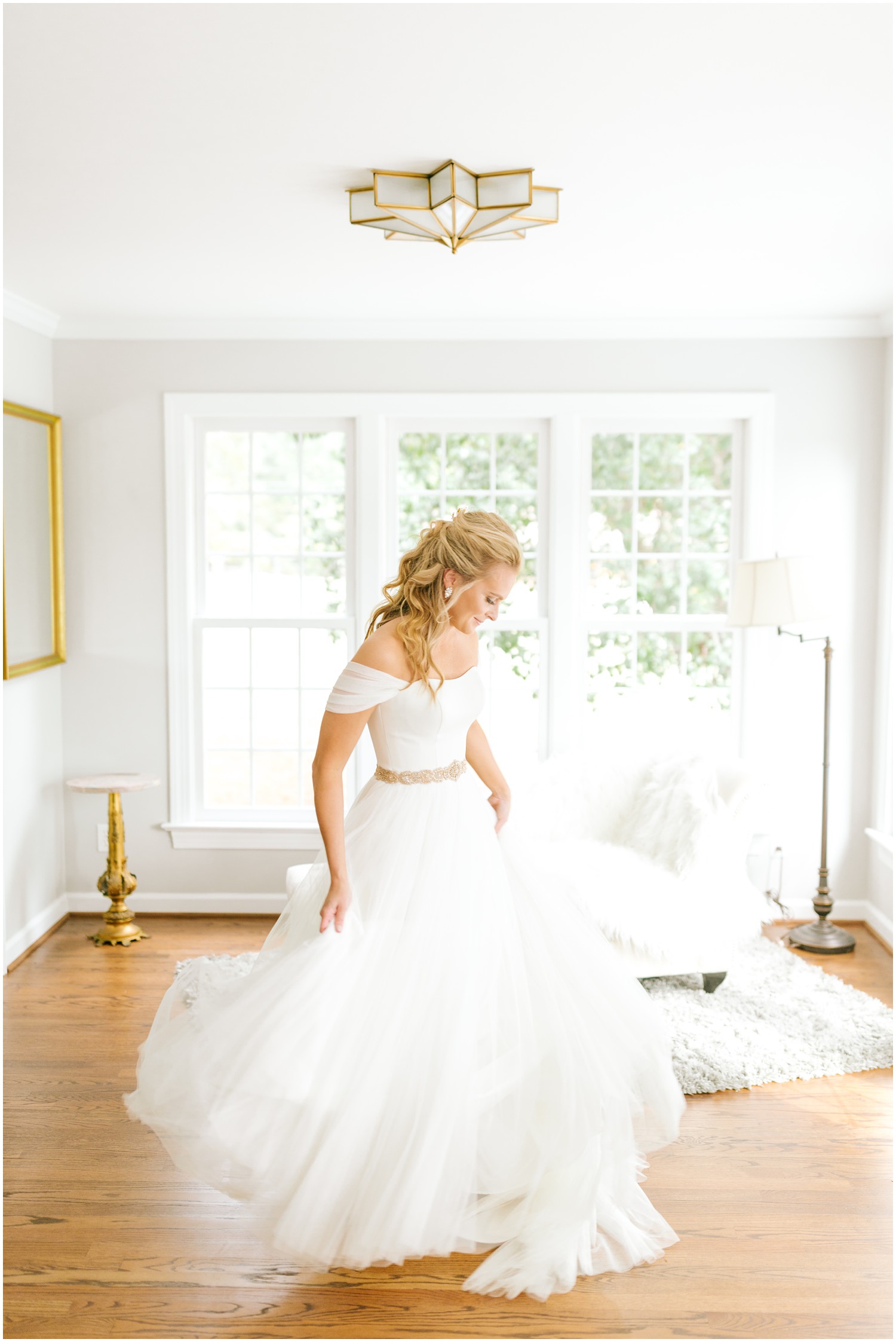North Carolina bride twirls wedding gown before NC wedding day