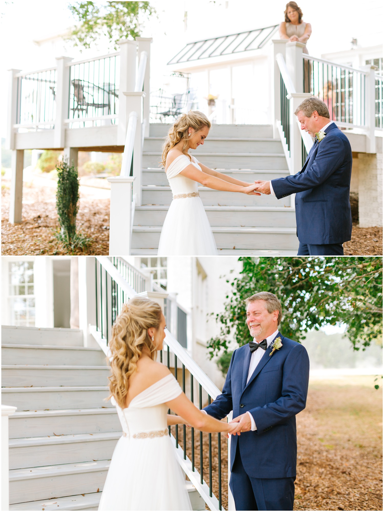father-daughter first look before North Carolina wedding day