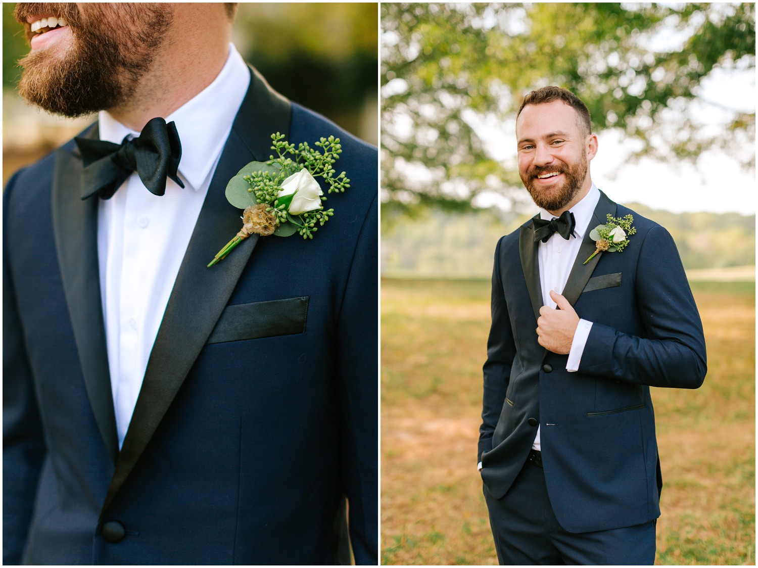 simple ivory boutonnière for the groom