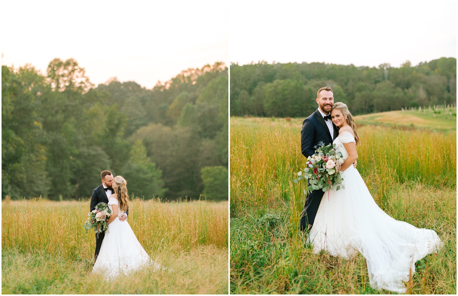 Raleigh NC wedding portraits in the field at The Meadows Raleigh