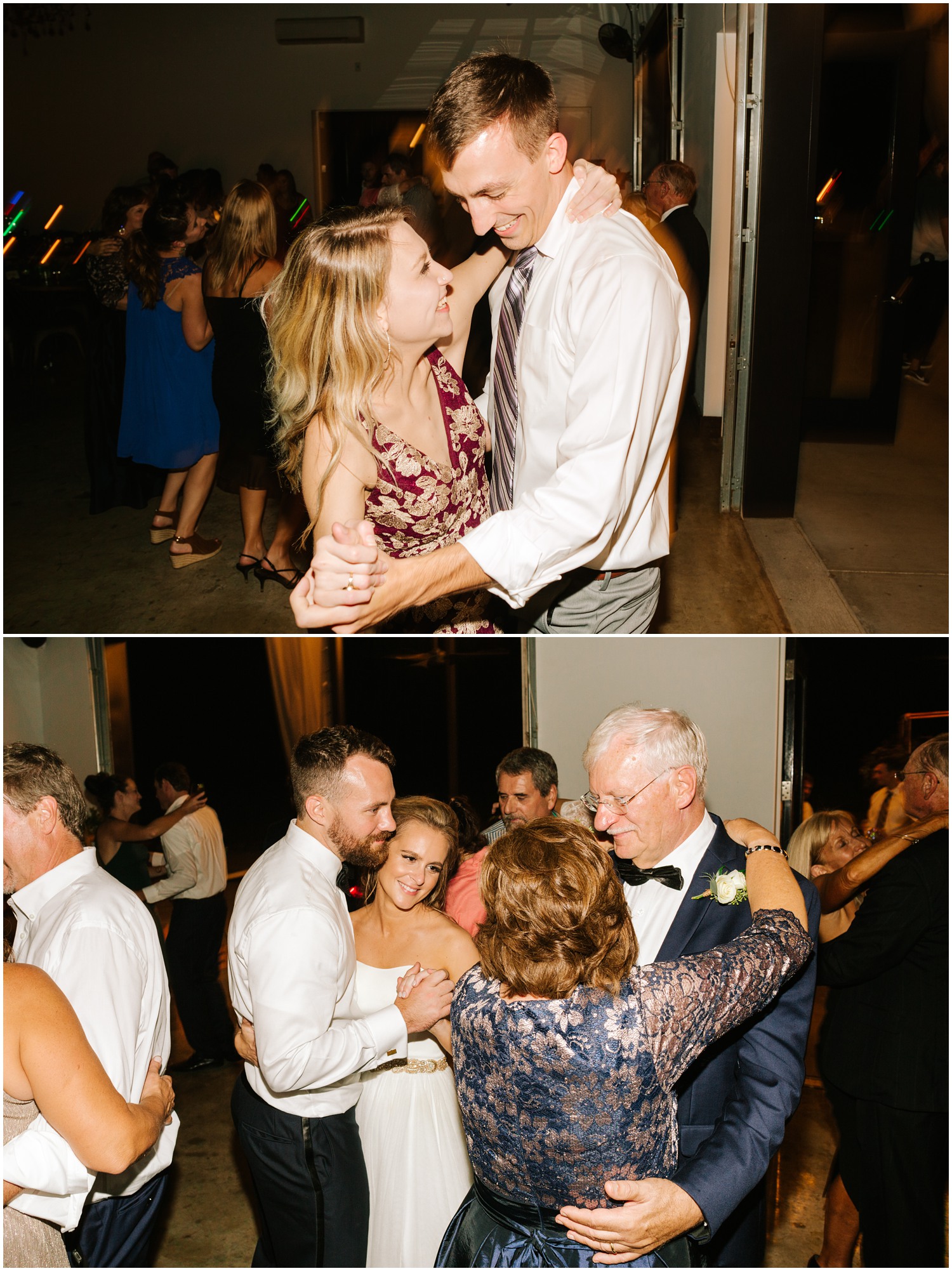 bride and groom dance with guests at Wedding at The Meadows Raleigh