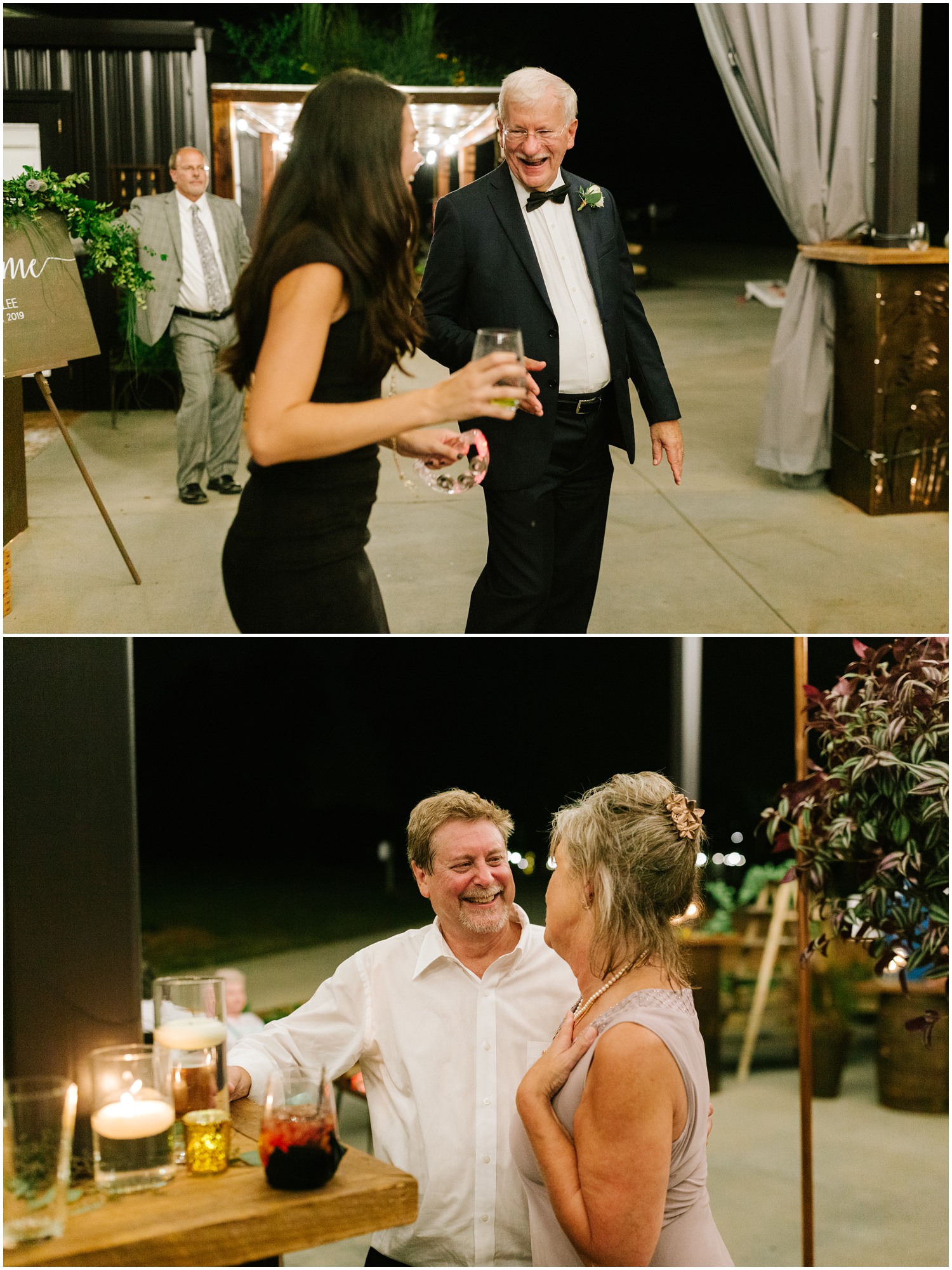 guests talk and drink during NC wedding reception