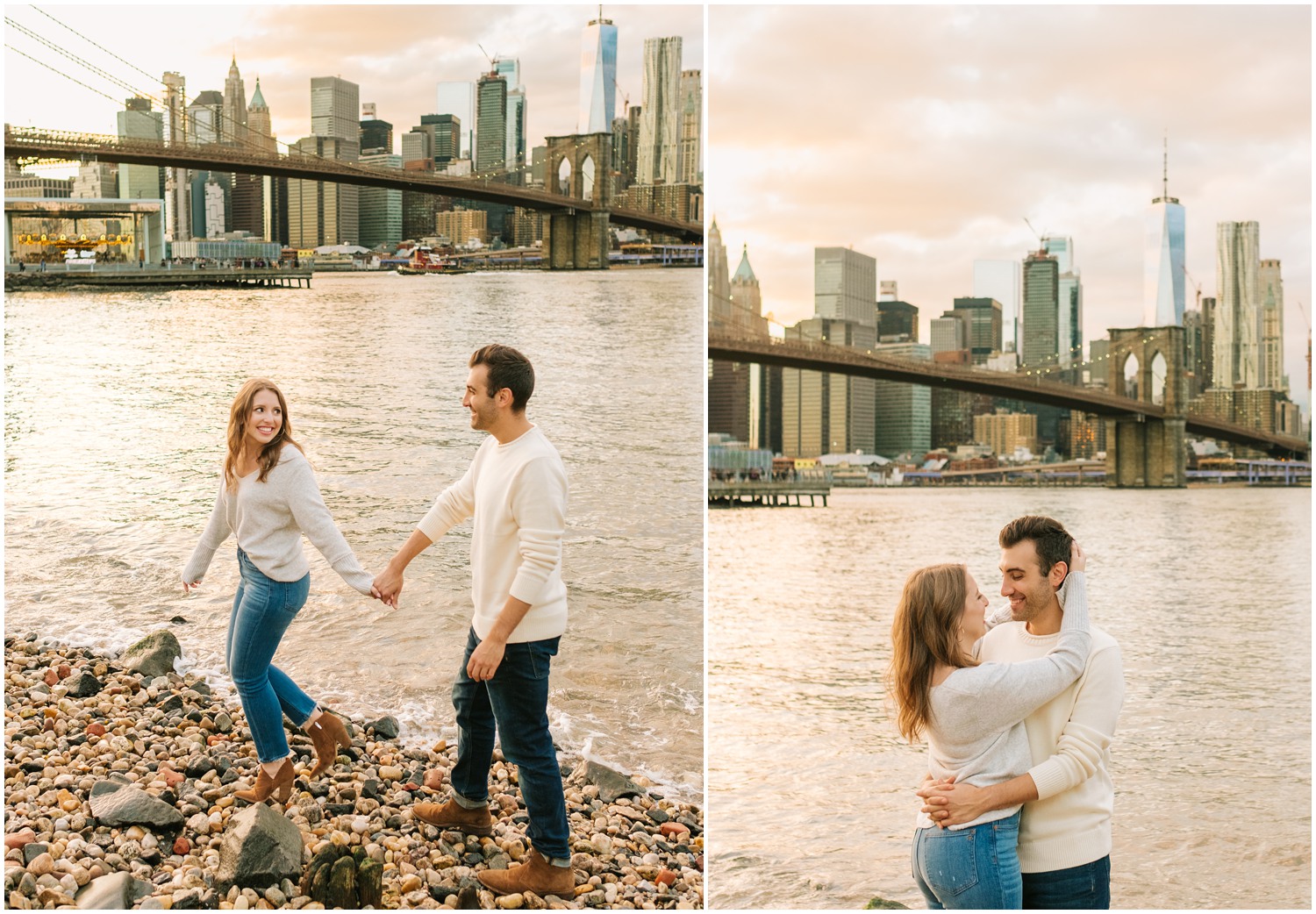 sunset engagement session along Hudson River in West Village & Dumbo