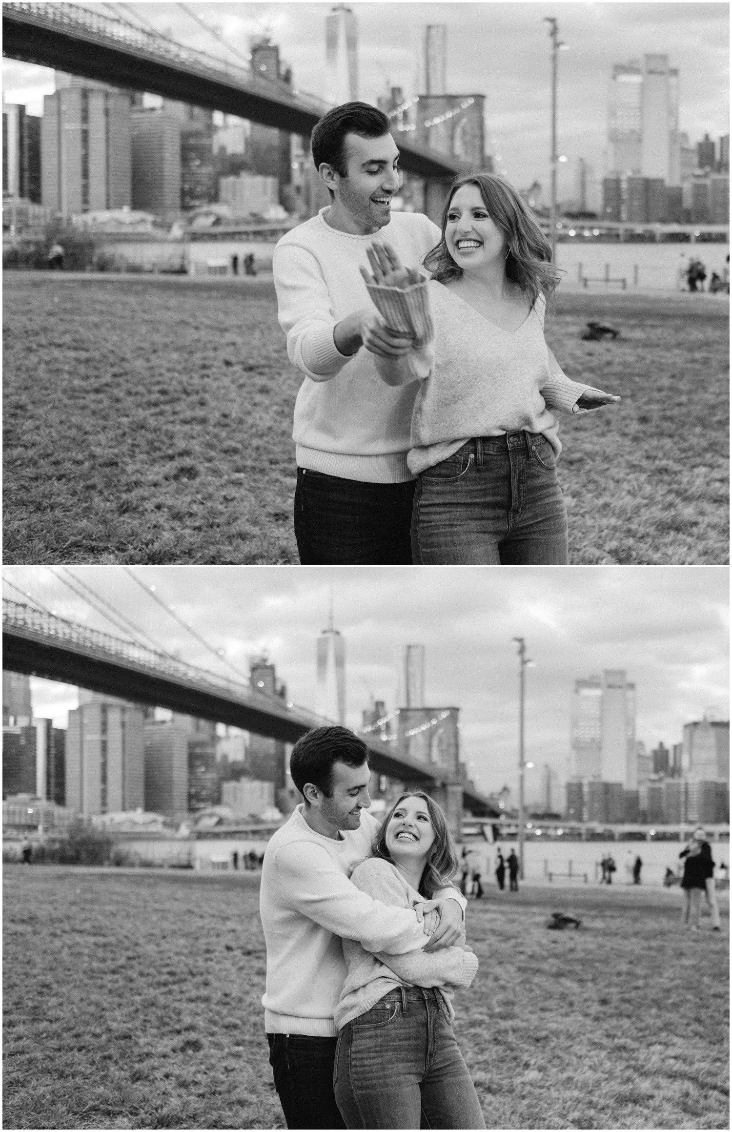 fall DUMBO engagement portraits in New York City