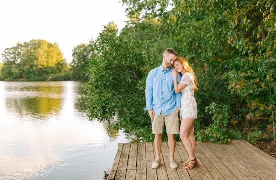 Winston Salem Wedding Photographer capture engagement photos at of a couple at Lake Lynn in Raleigh North Carolina