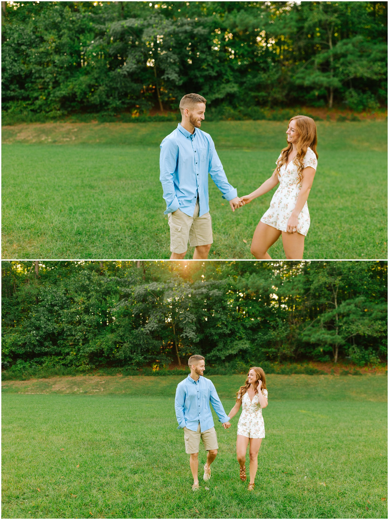 engagement photos in Raleigh NC park 