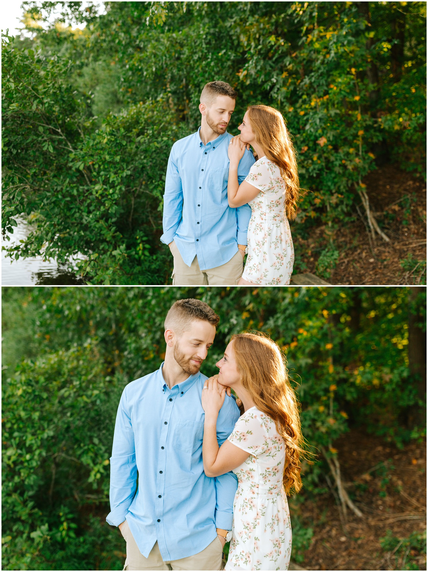 Raleigh NC engagement photos with couple at sunset