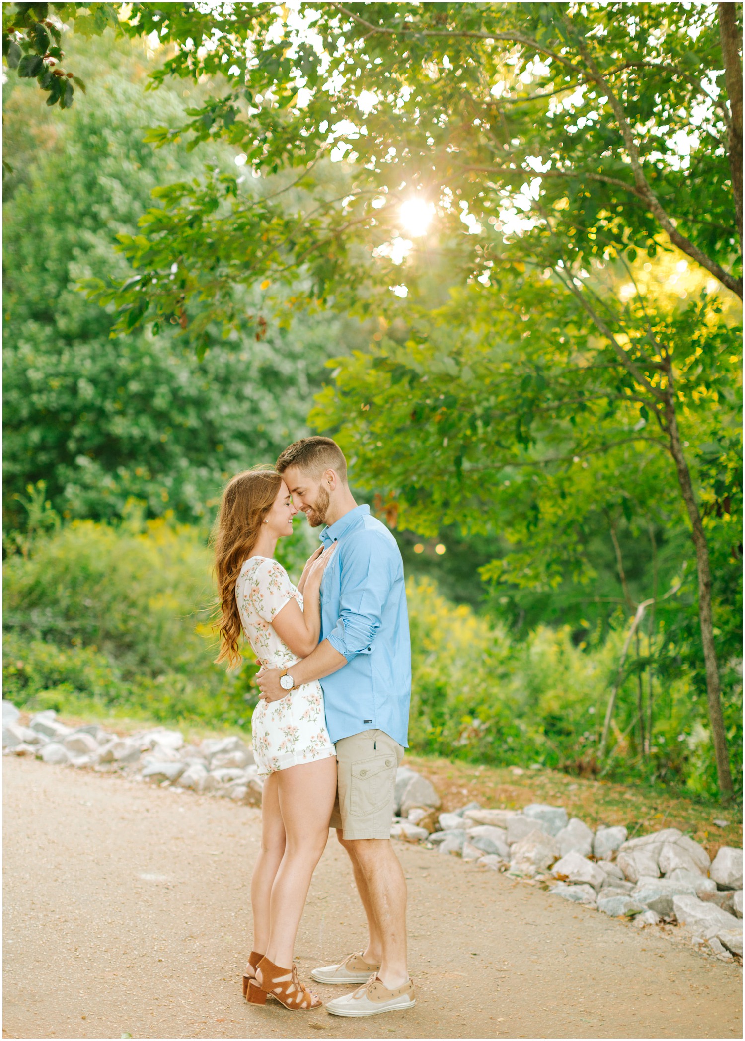 Raleigh NC engagement photos with couple in casual outfits