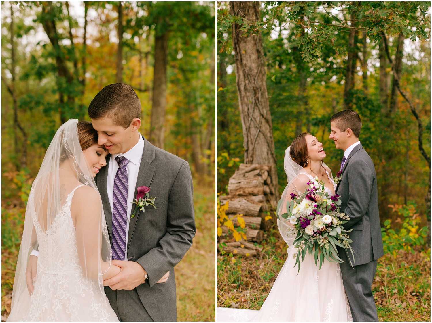 bride and groom laugh during first look in Winston-Salem NC