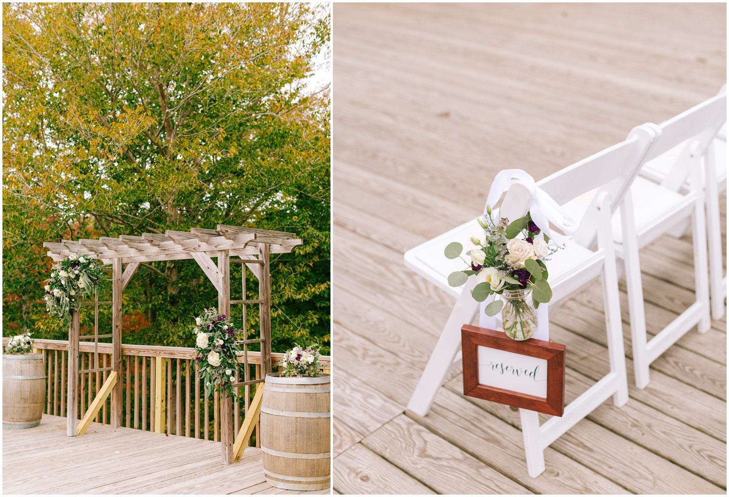 details for simple rustic wedding ceremony at Medaloni Cellars
