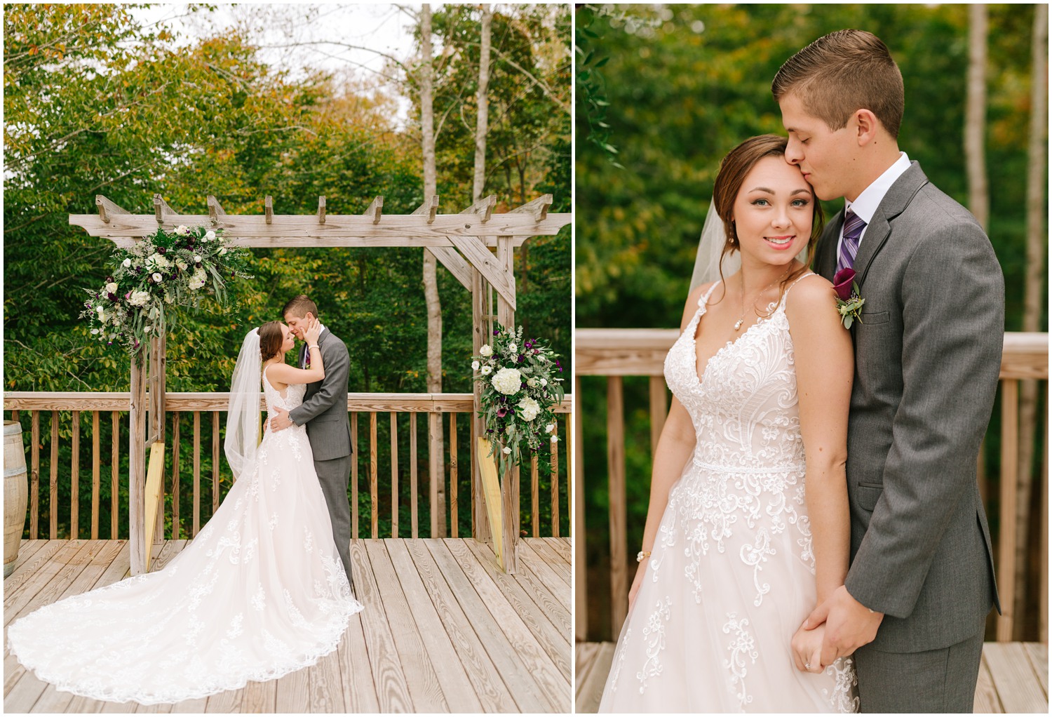 bride and groom pose before NC wedding day at Medaloni Cellars